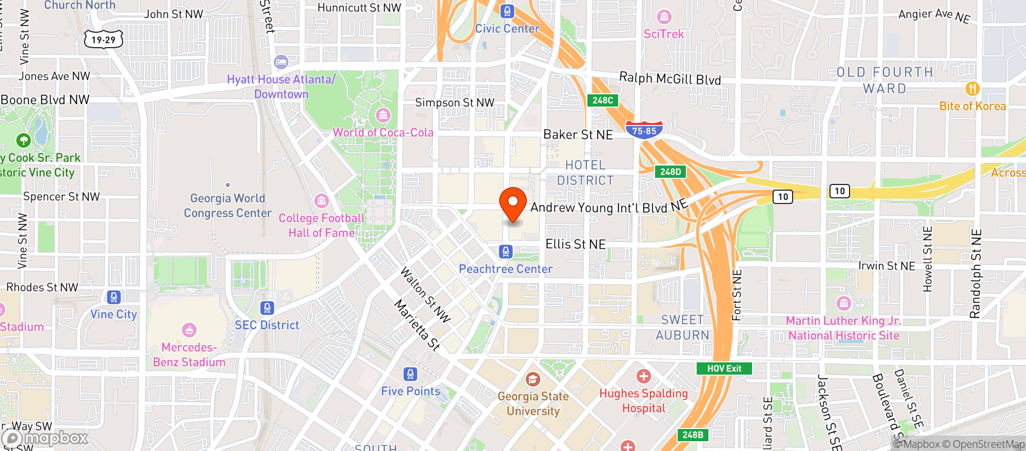 Map showing The Commerce Club