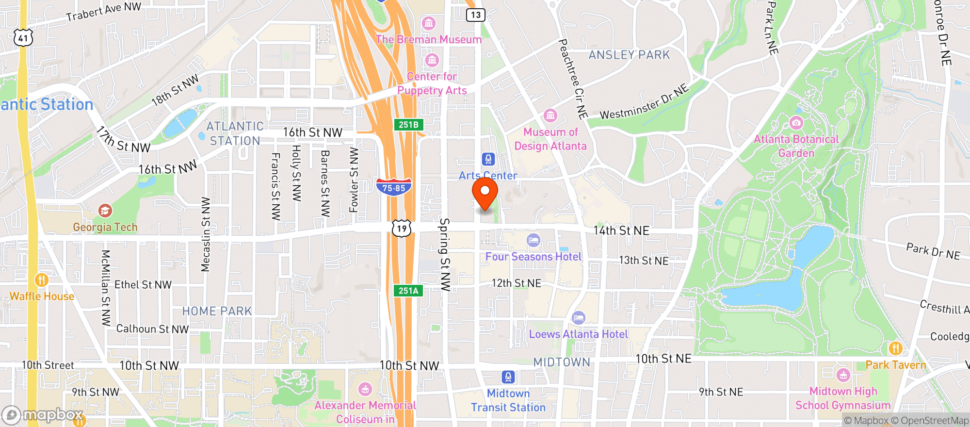 Map showing Holeman & Finch Public House
