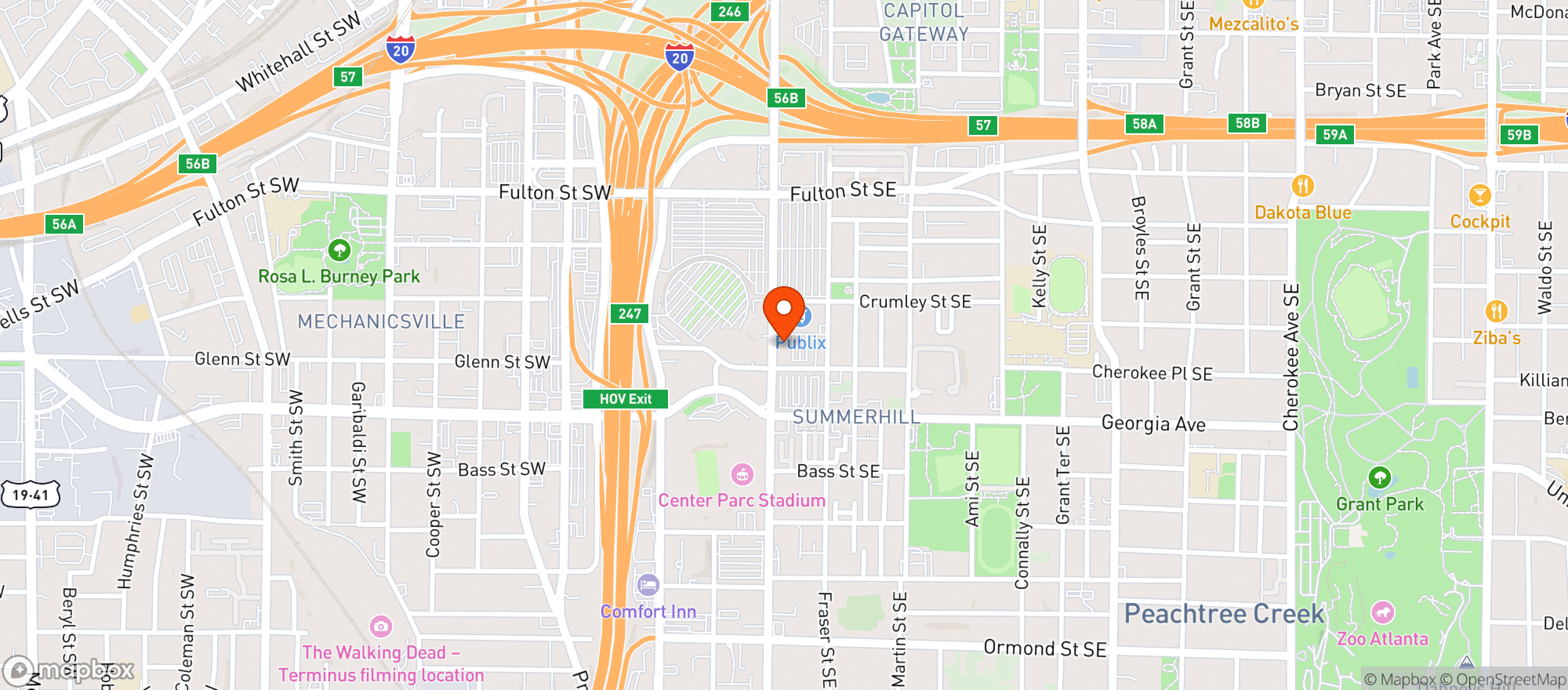 Map showing Publix Super Market #1825