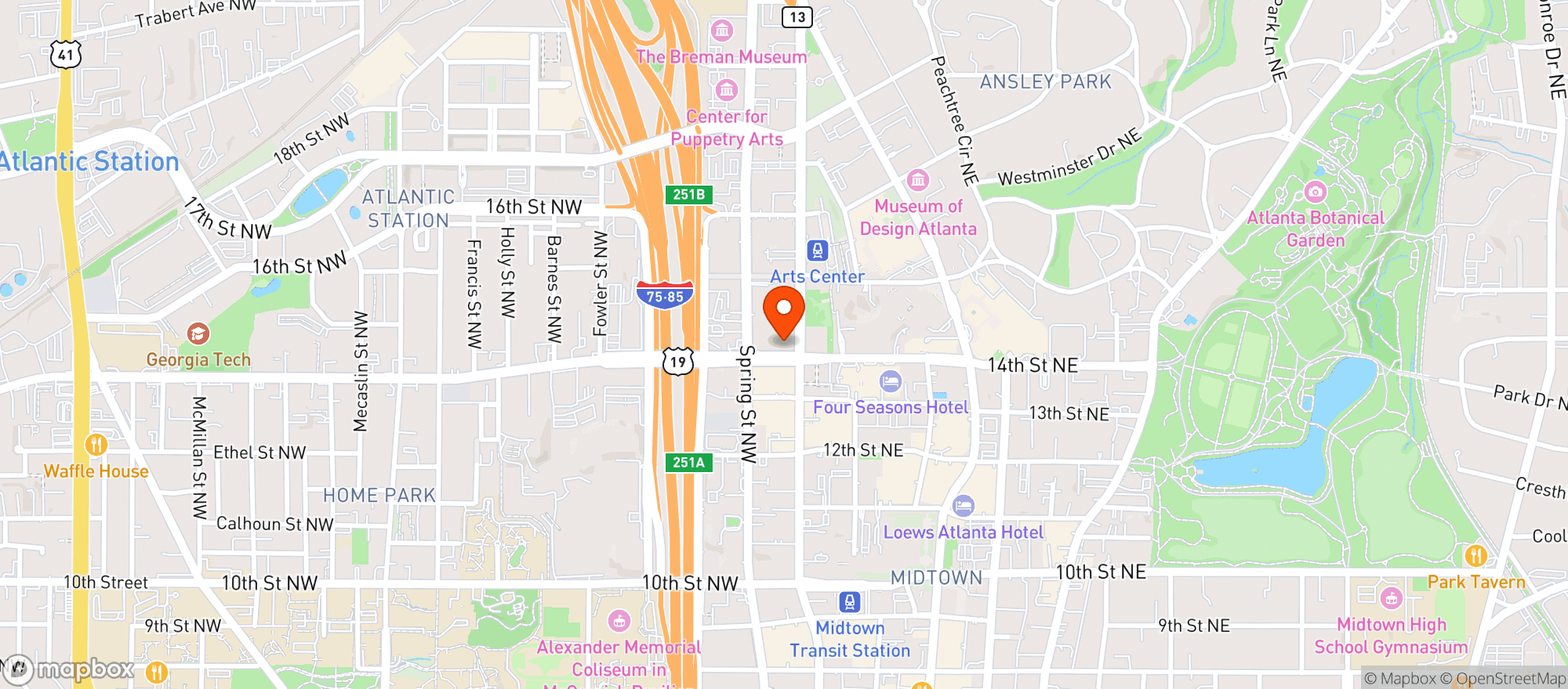 Map showing Pour Taproom Midtown