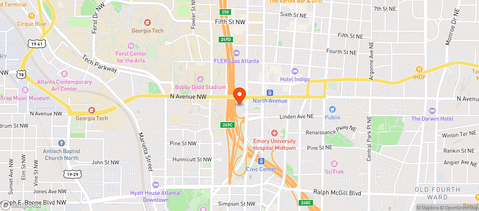Map showing Spring Street Business