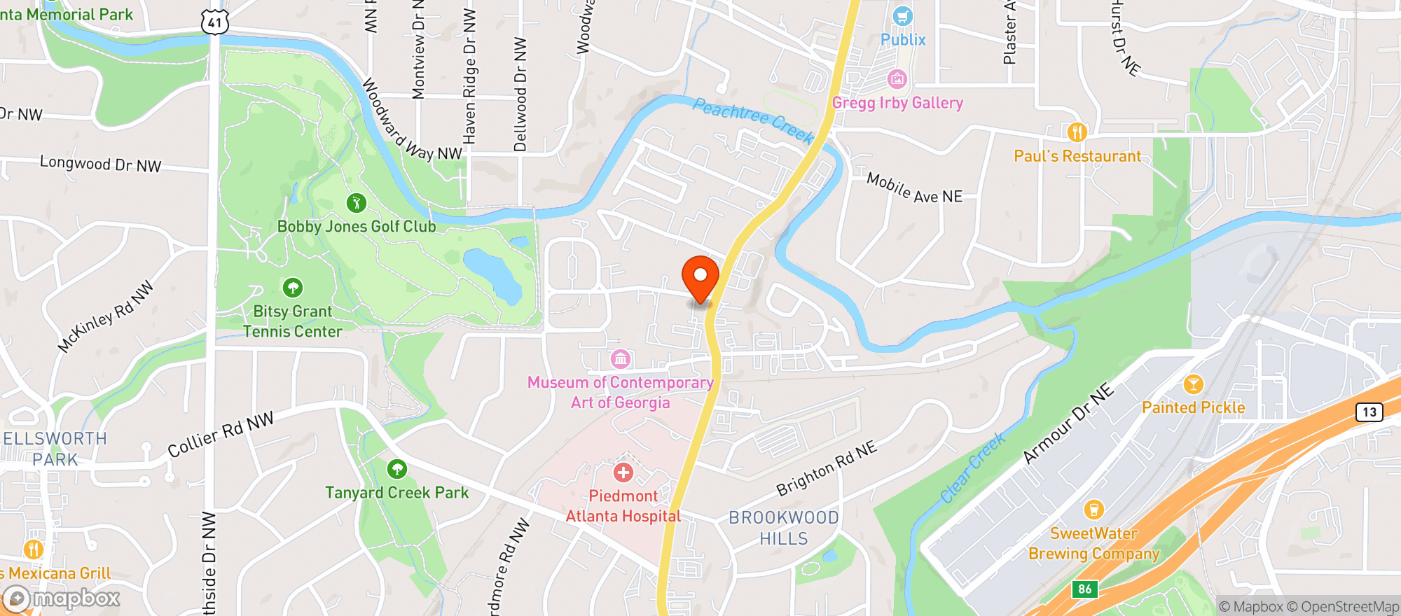 Map showing Houstons Restaurant #18