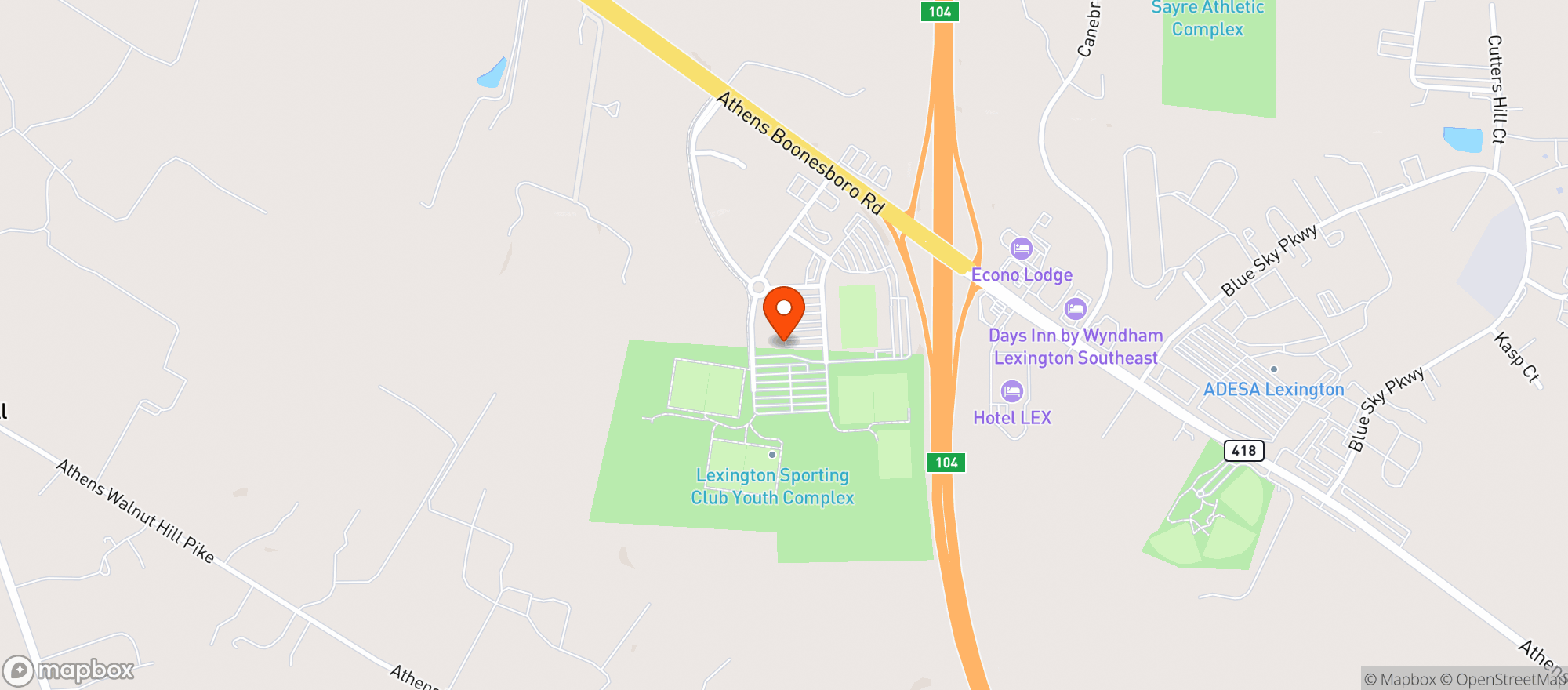Map showing Lexington Sc Stadium