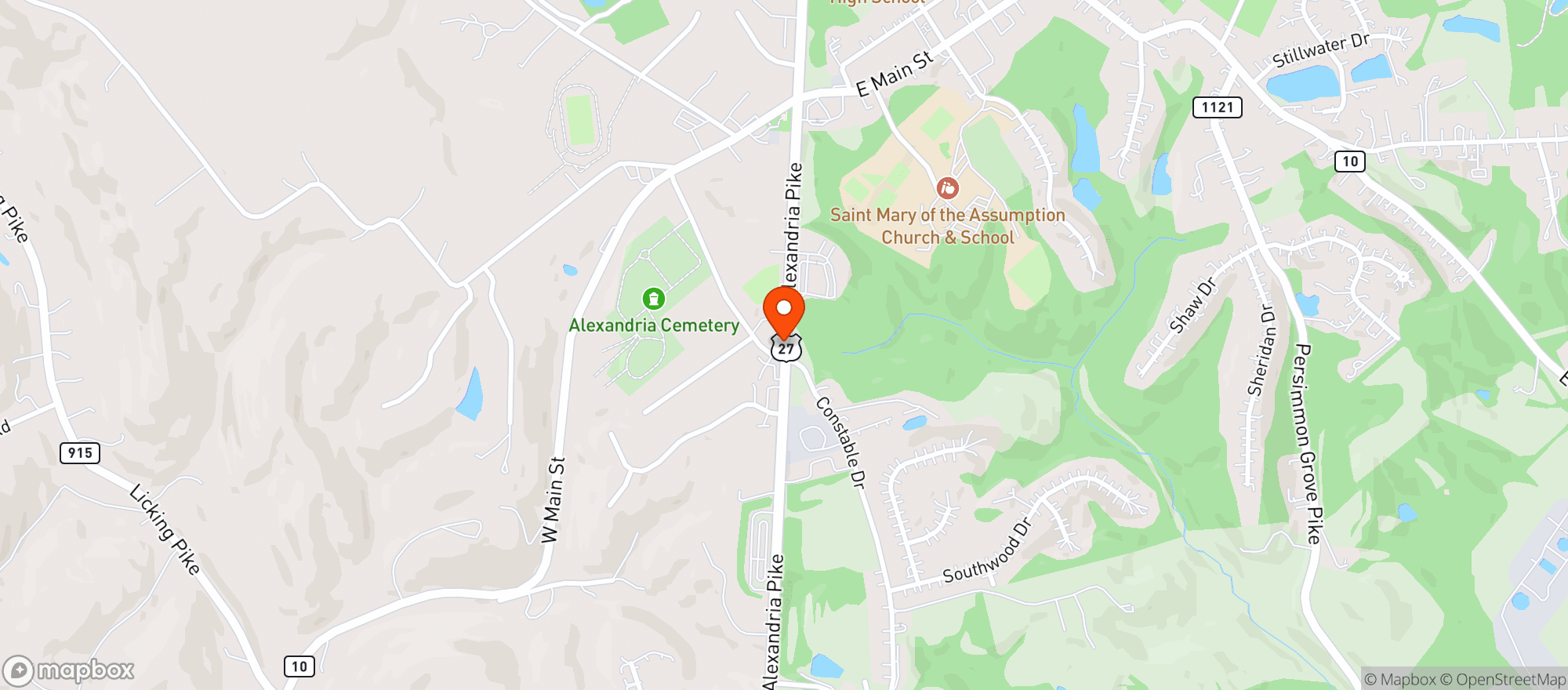 Map showing ALEXANDRIA CARRYOUT