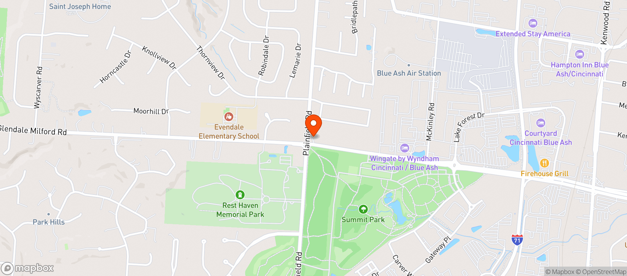 Map showing Marathon Blue Ash