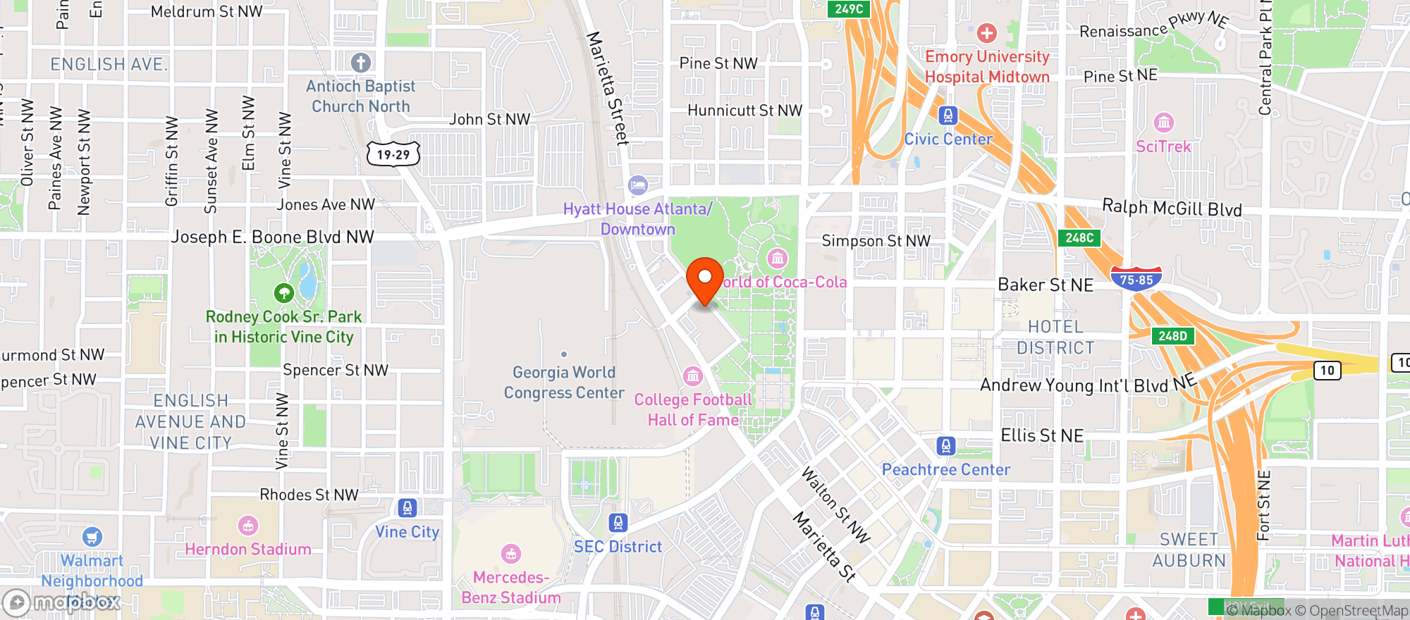 Map showing Hello Atlanta