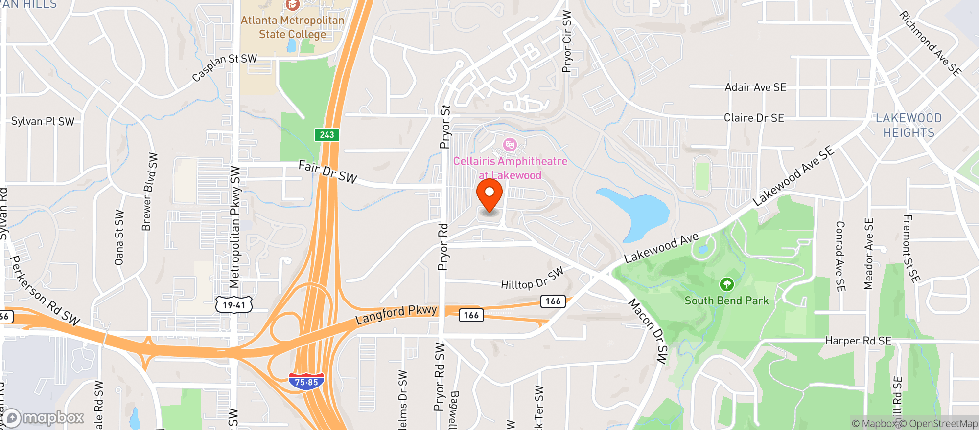 Map showing LAKEWOOD AMPHITHEATRE