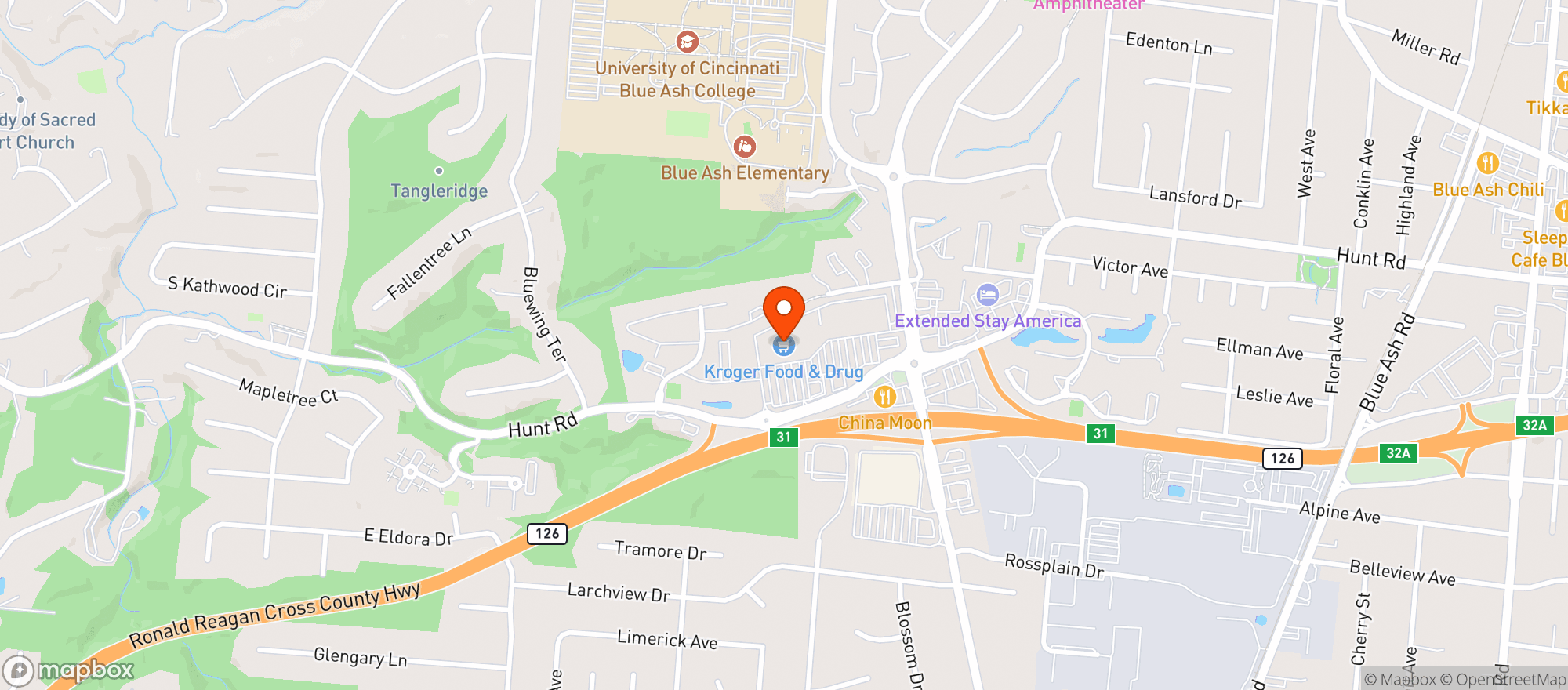 Map showing Cincinnati/Dayton (014) - 00942 - Blue Ash
