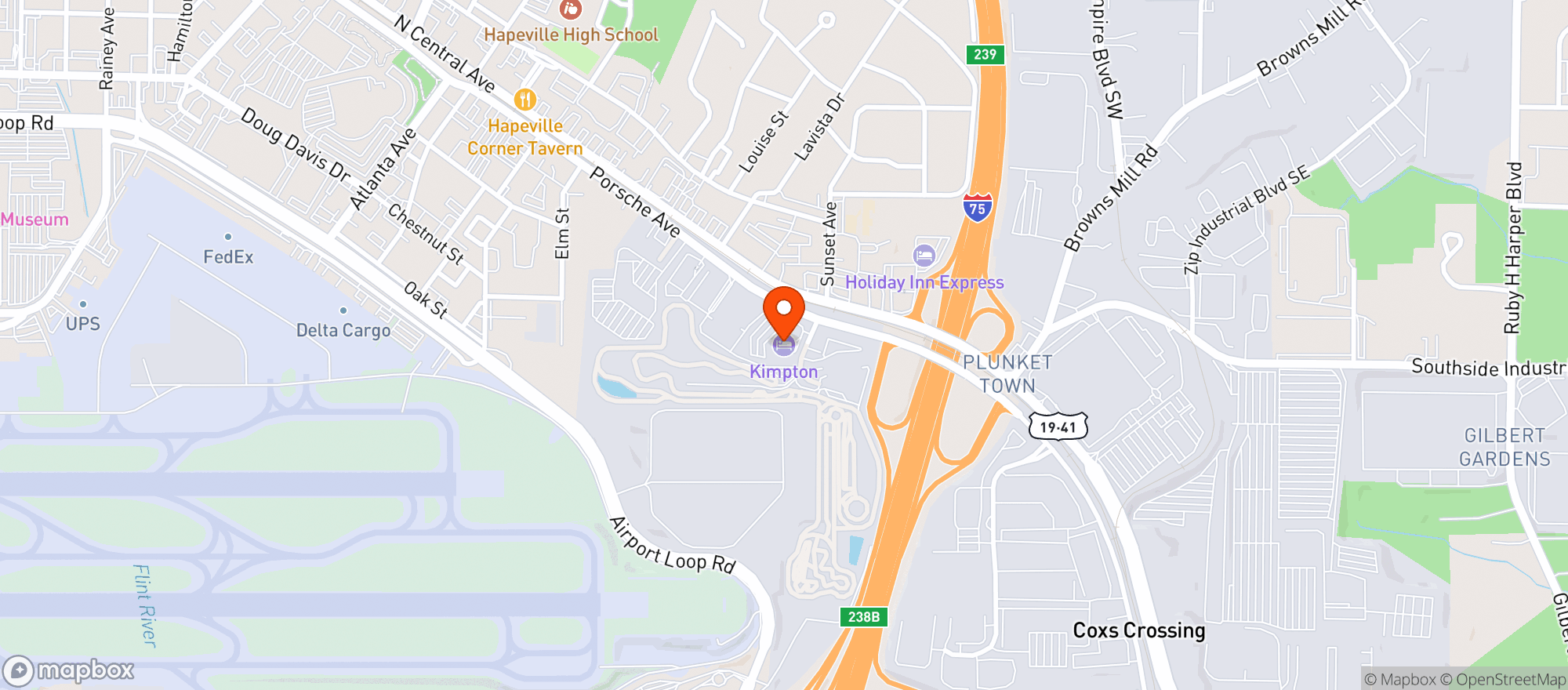 Map showing Kimpton Overland Hotel #atlsl