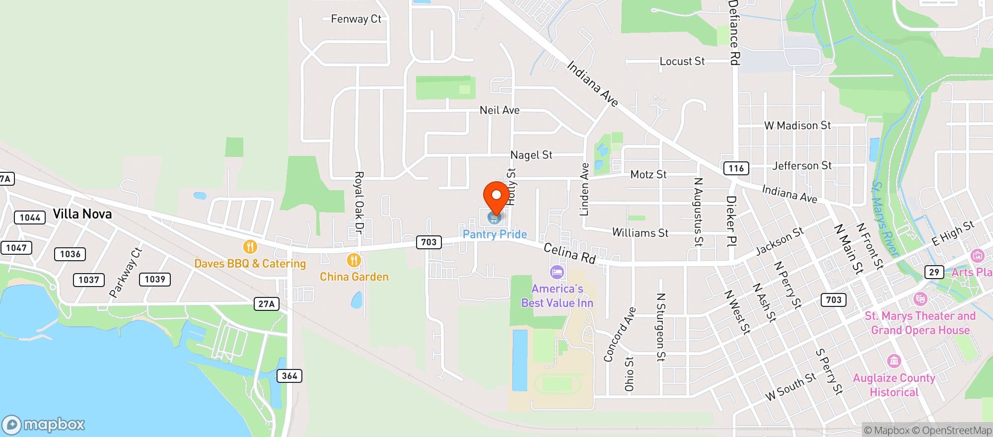 Map showing Pantry Pride