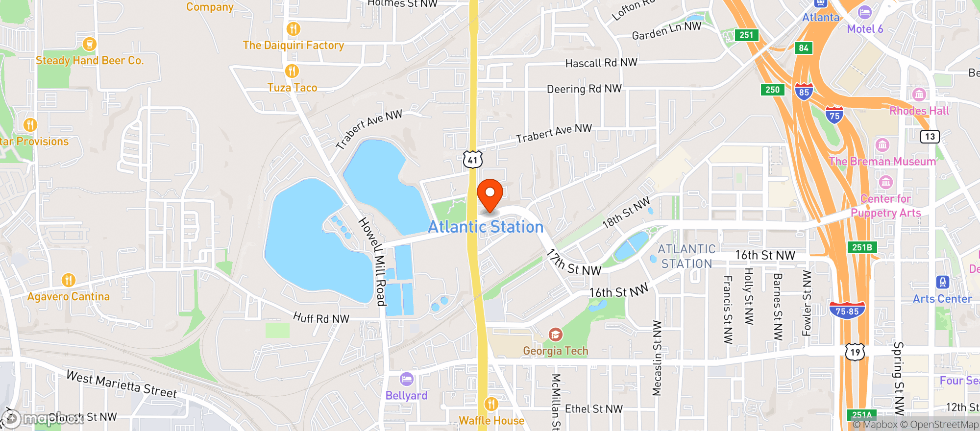 Map showing Northside Drive Liquor