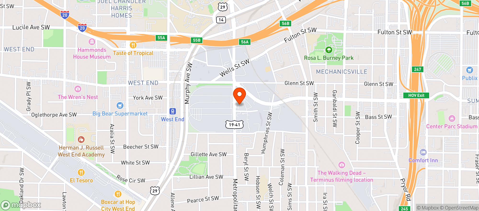 Map showing Rodney Scotts Bbq