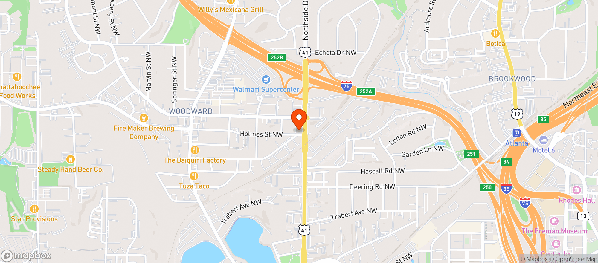 Map showing PIPE DREAMS - NORTHSIDE DR