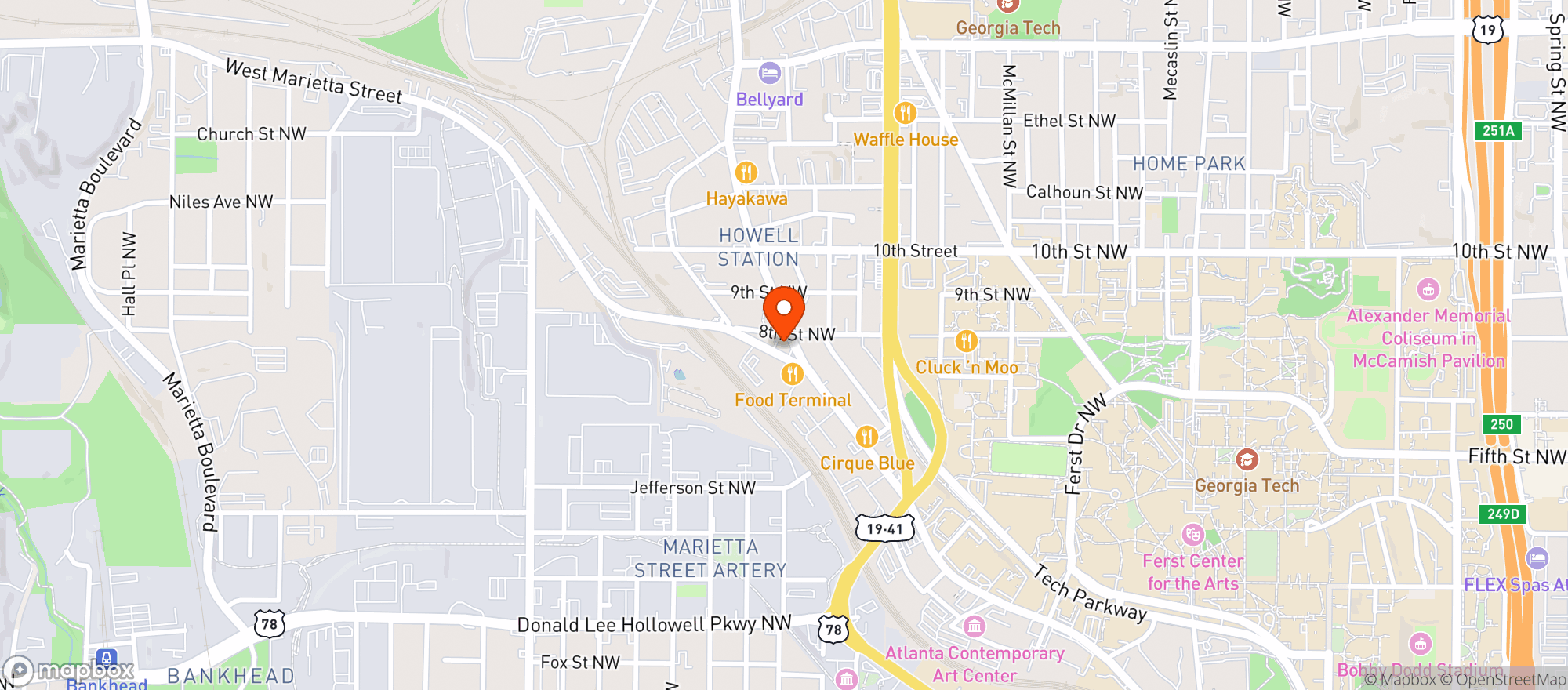 Map showing Emmy Squared Pizza #25
