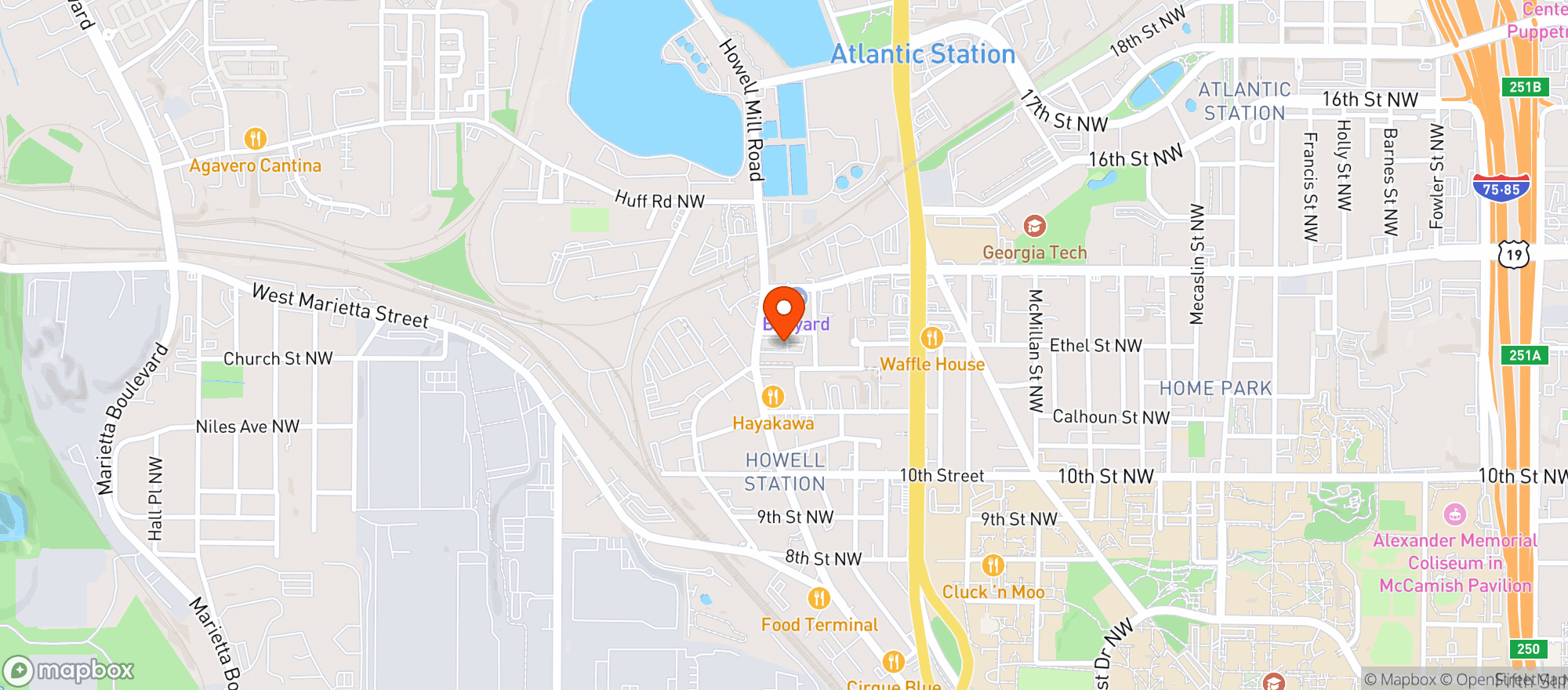 Map showing Barcelona Restaurant & Wine Bar