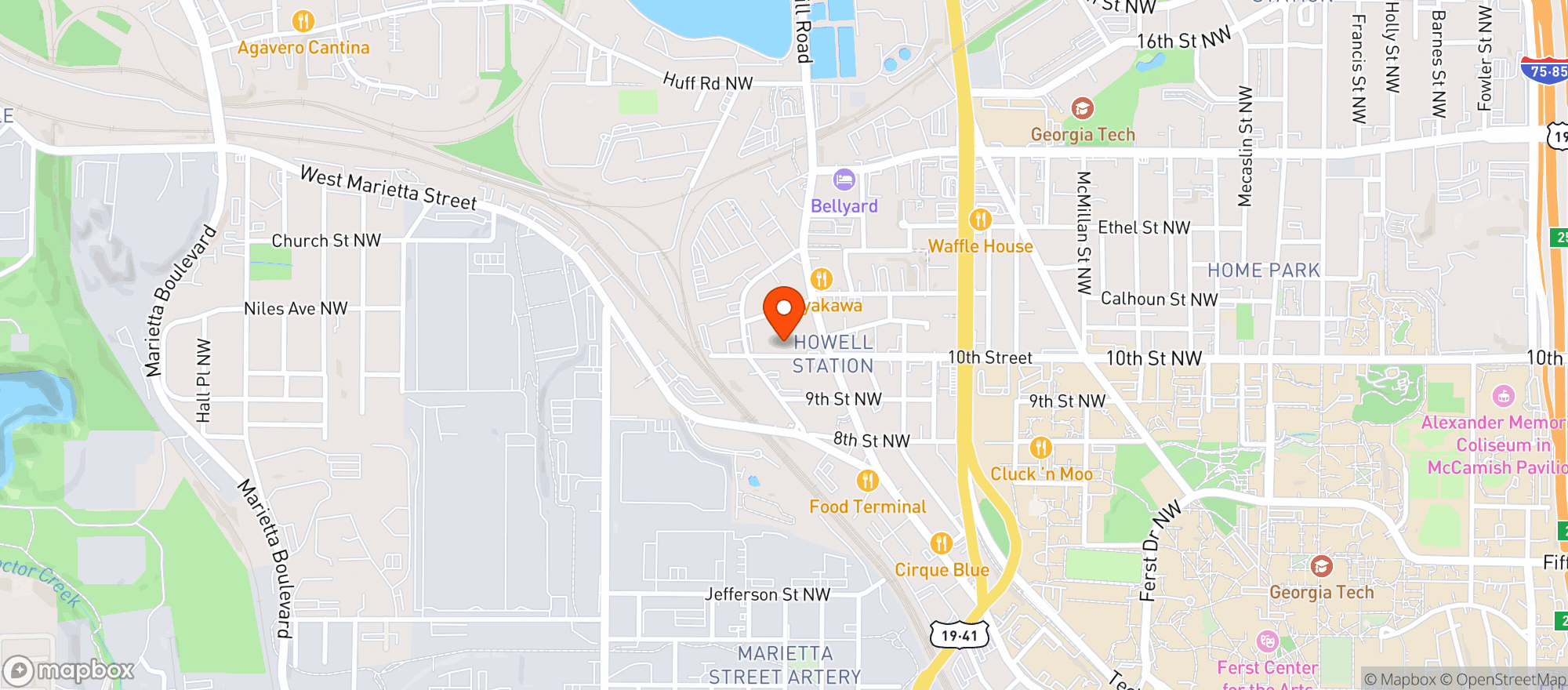 Map showing Zeke's Kitchen & Bar
