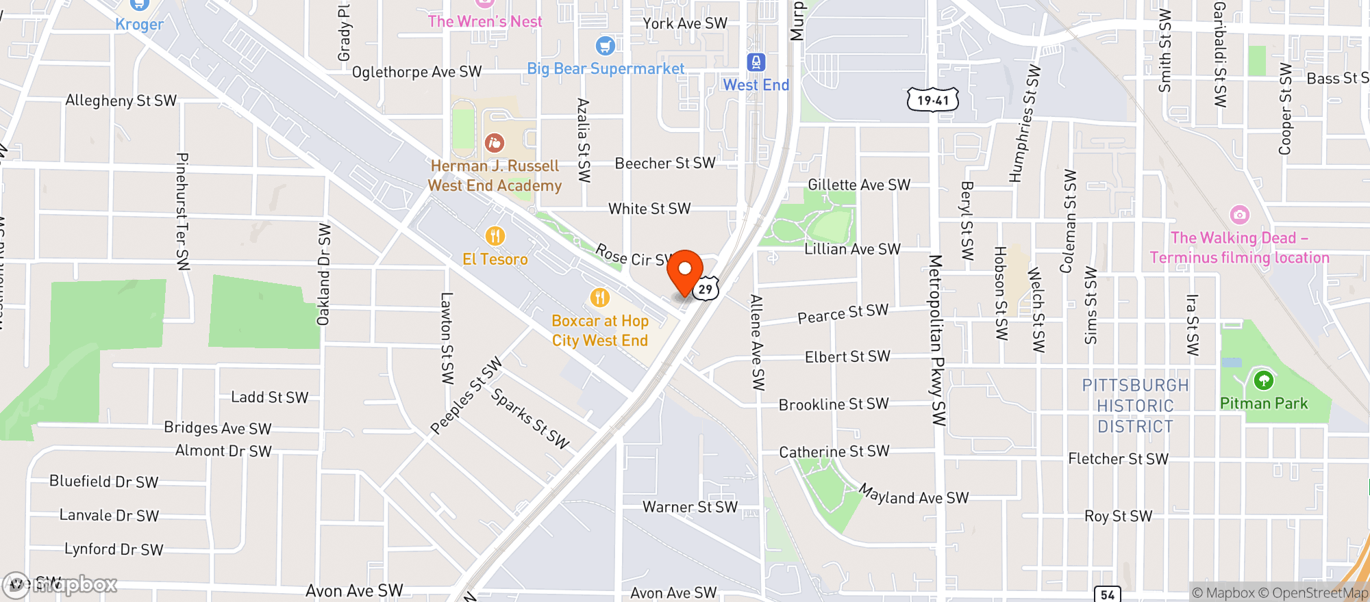Map showing Lee St Chevron