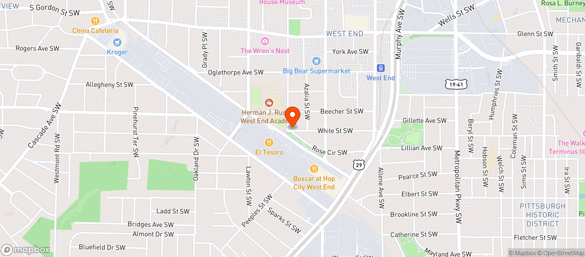 Map showing Hop City - West End