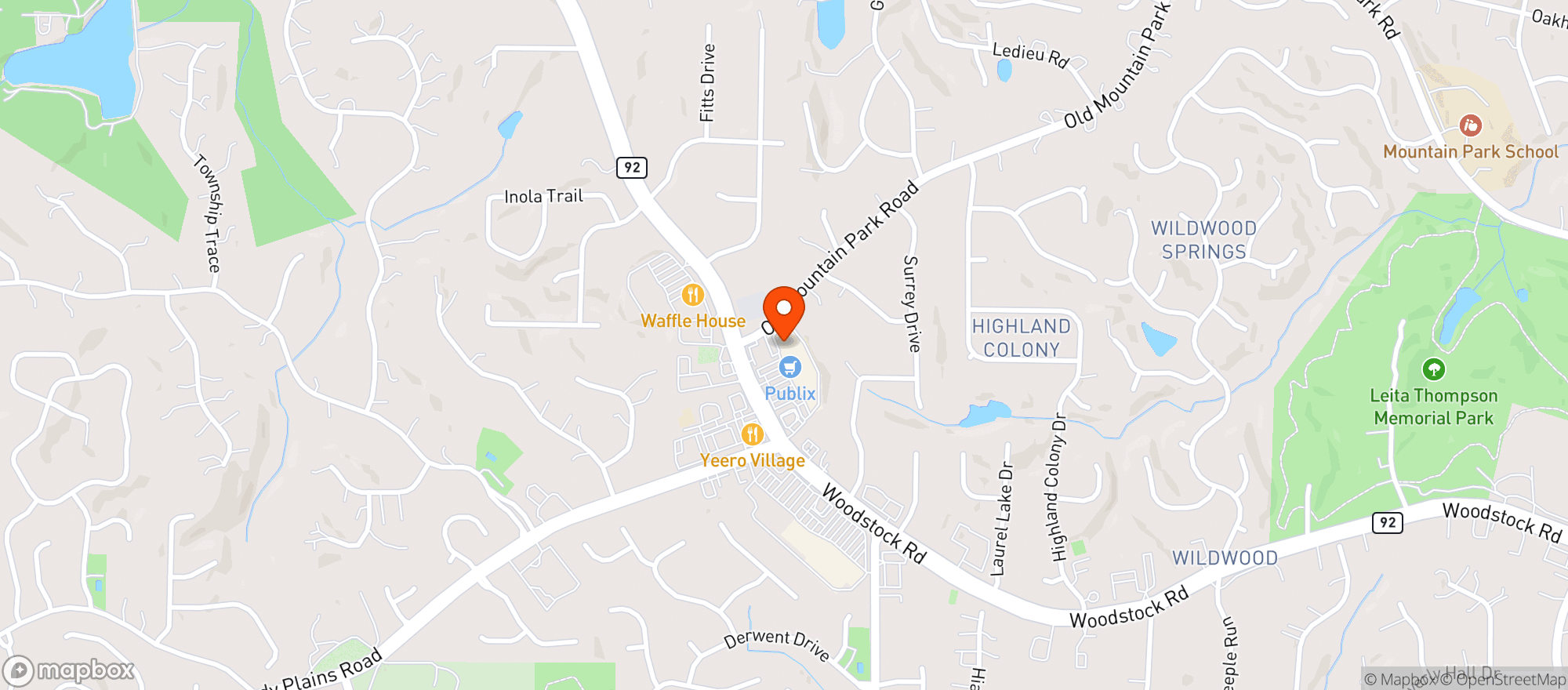Map showing Lions Vape (roswell)