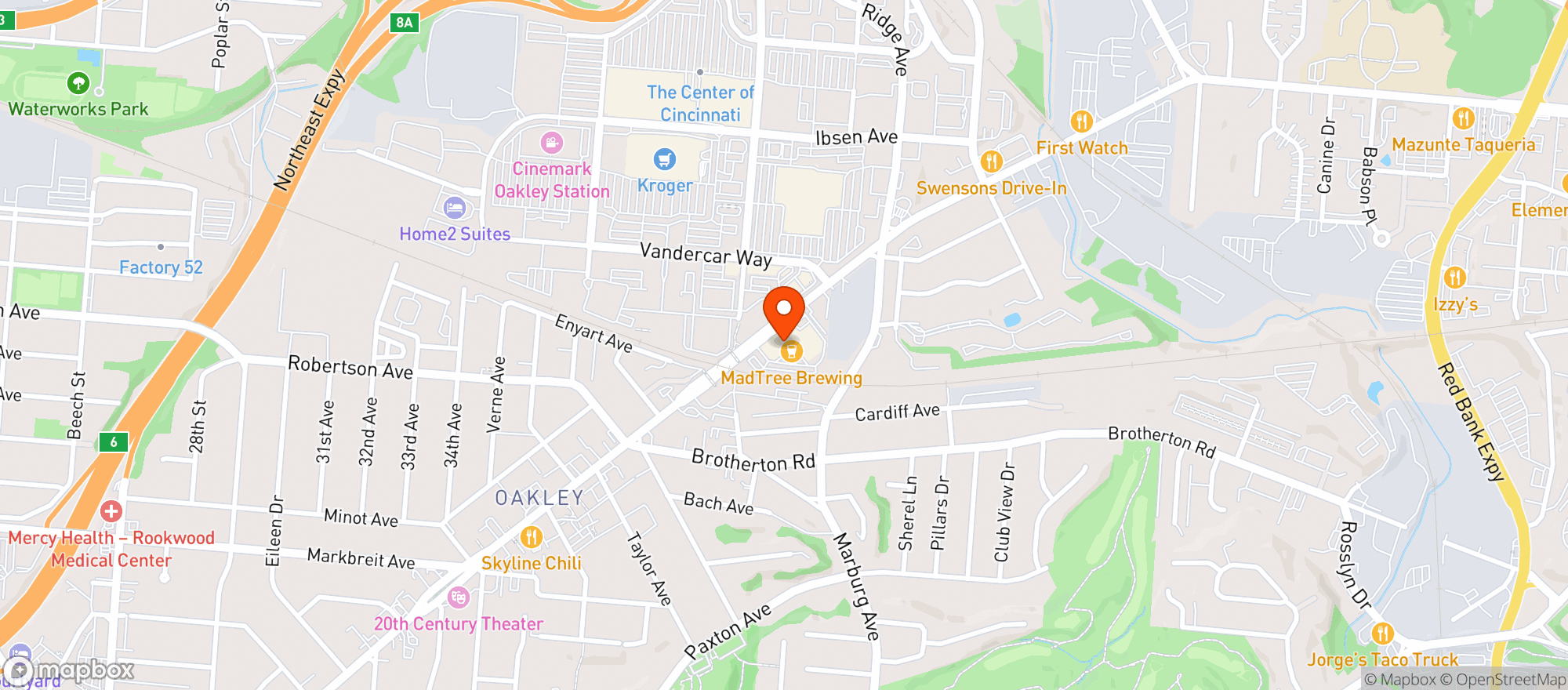Map showing Madtree Brewing