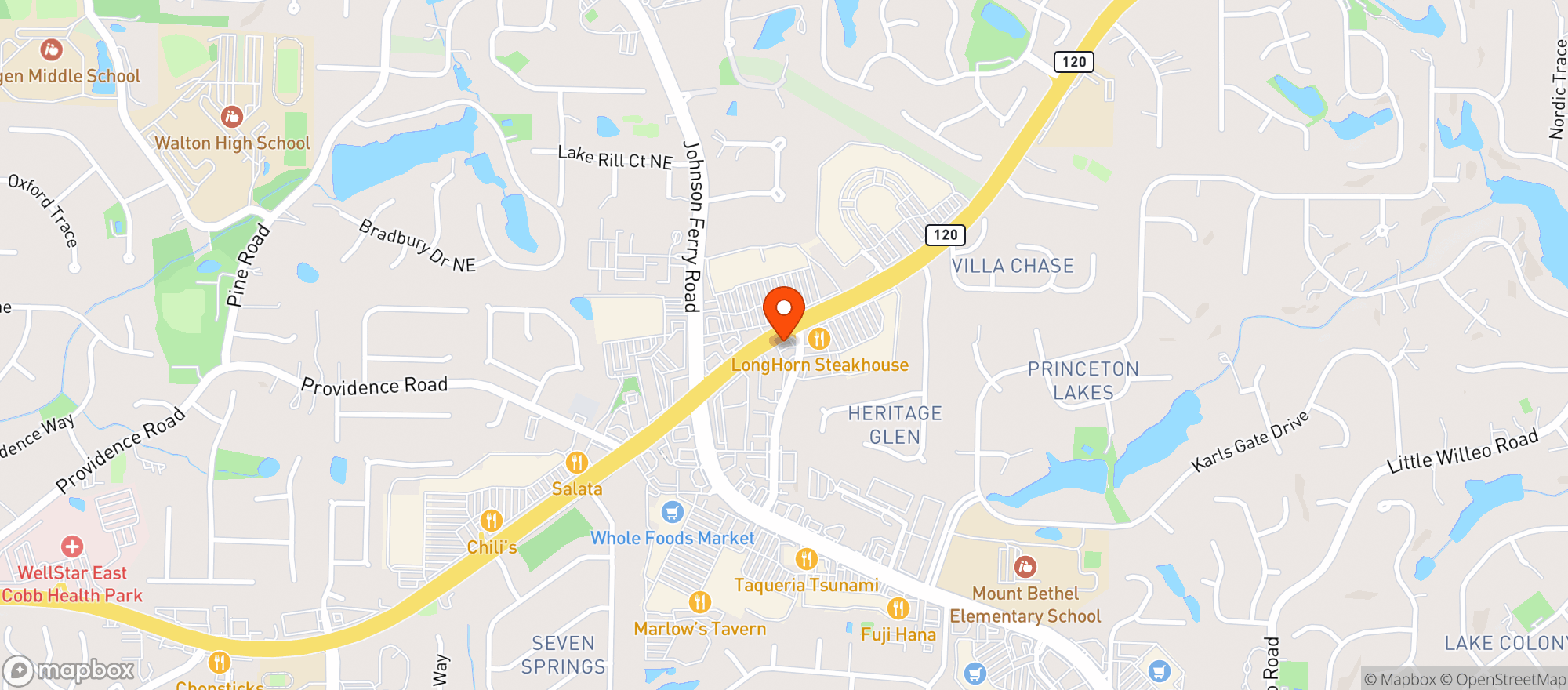 Map showing Food Mart