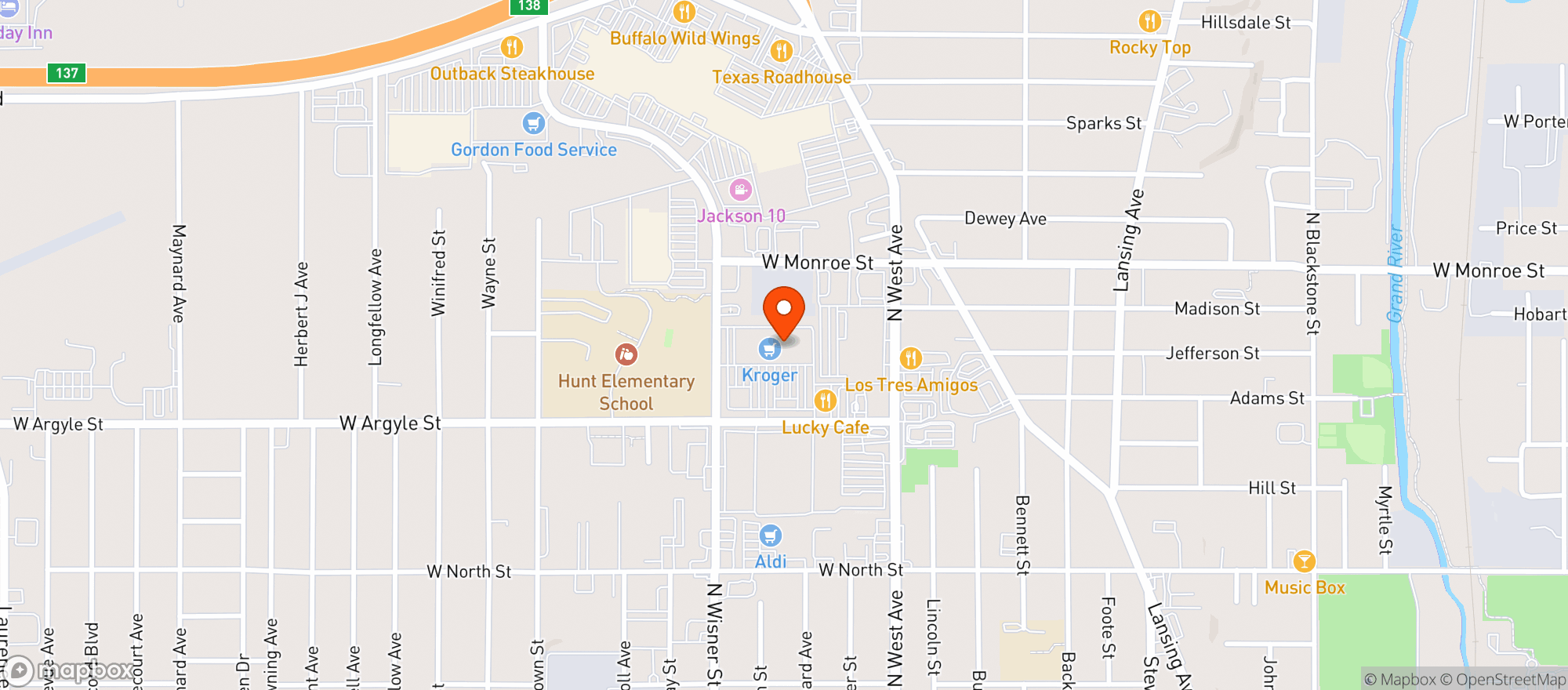 Map showing Kroger