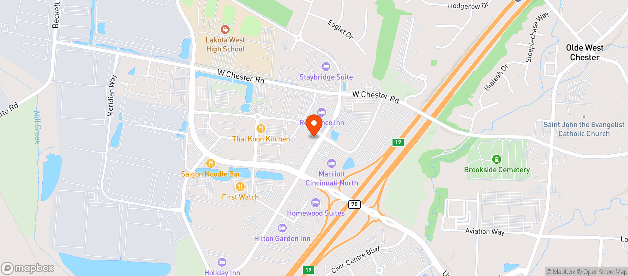 Map showing Stone Creek -west Chester
