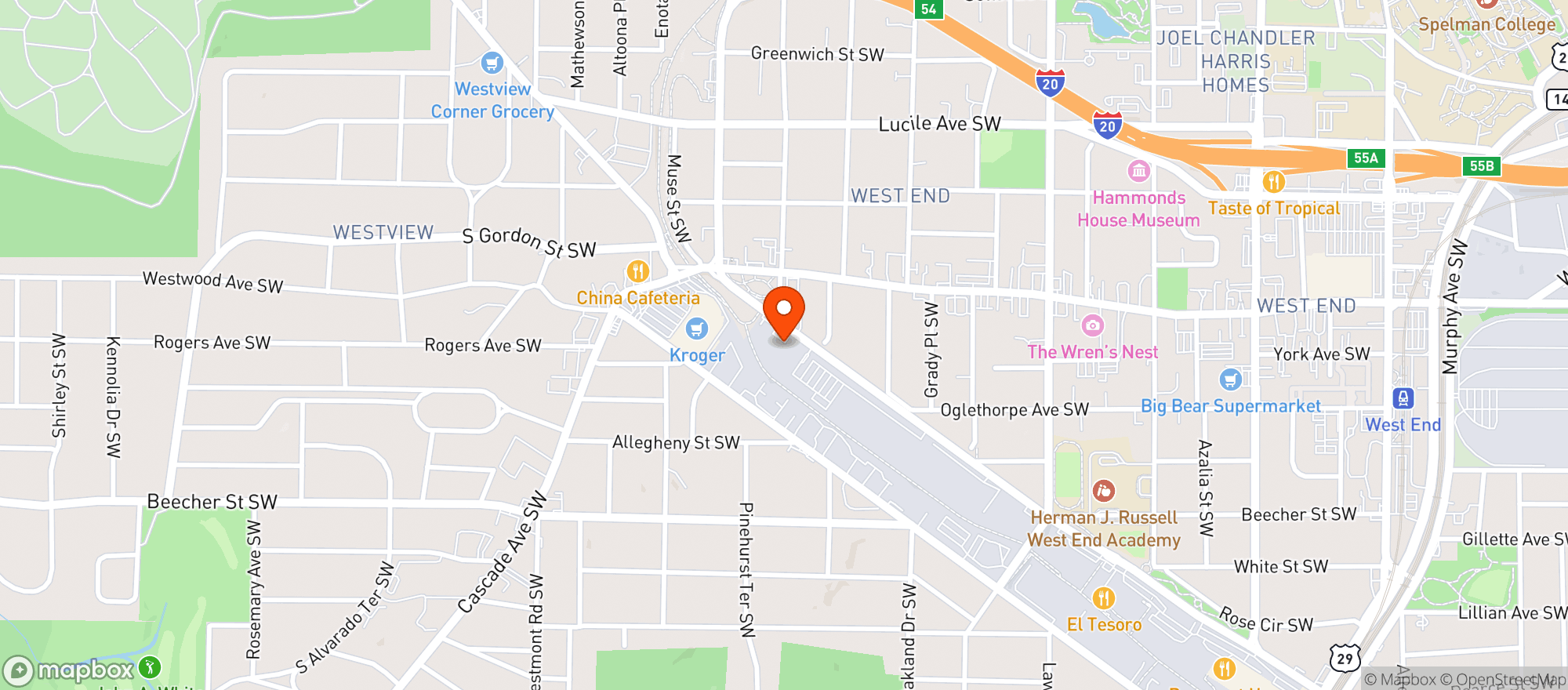 Map showing Boggs Social & Supply