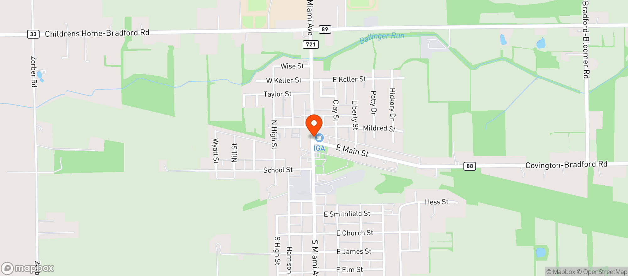 Map showing IGA - PATTYS STORE