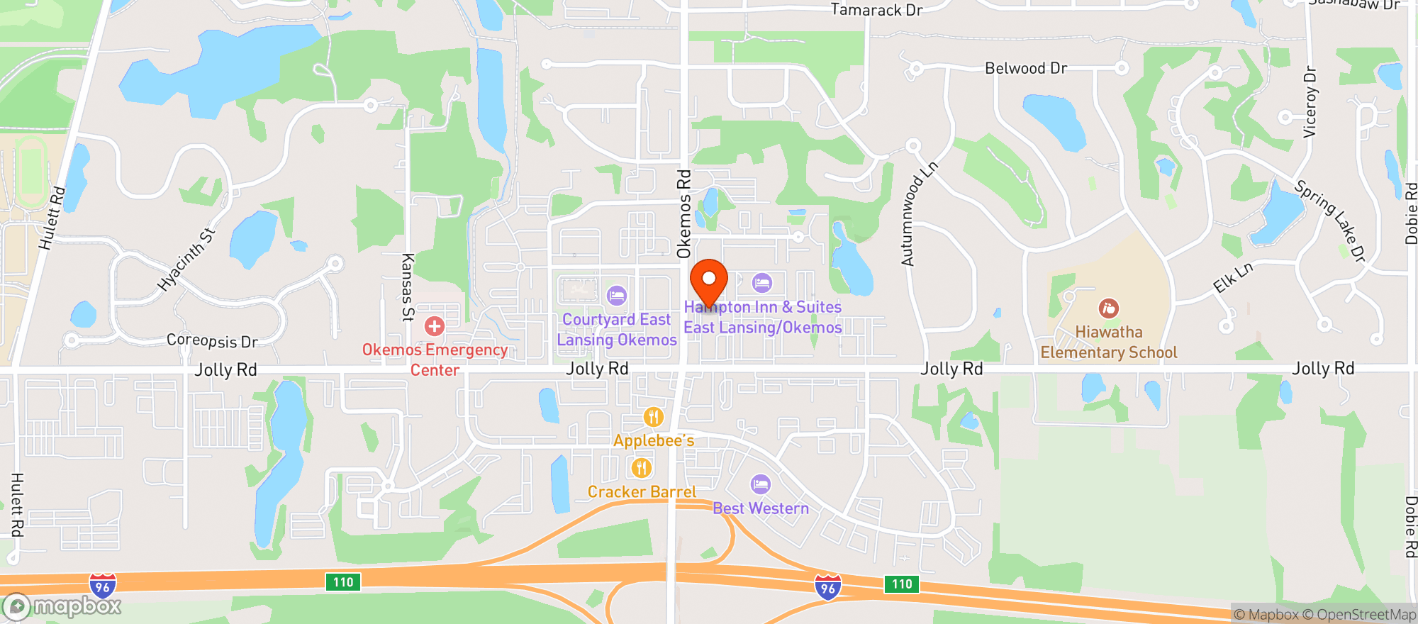 Map showing Jars Okemos