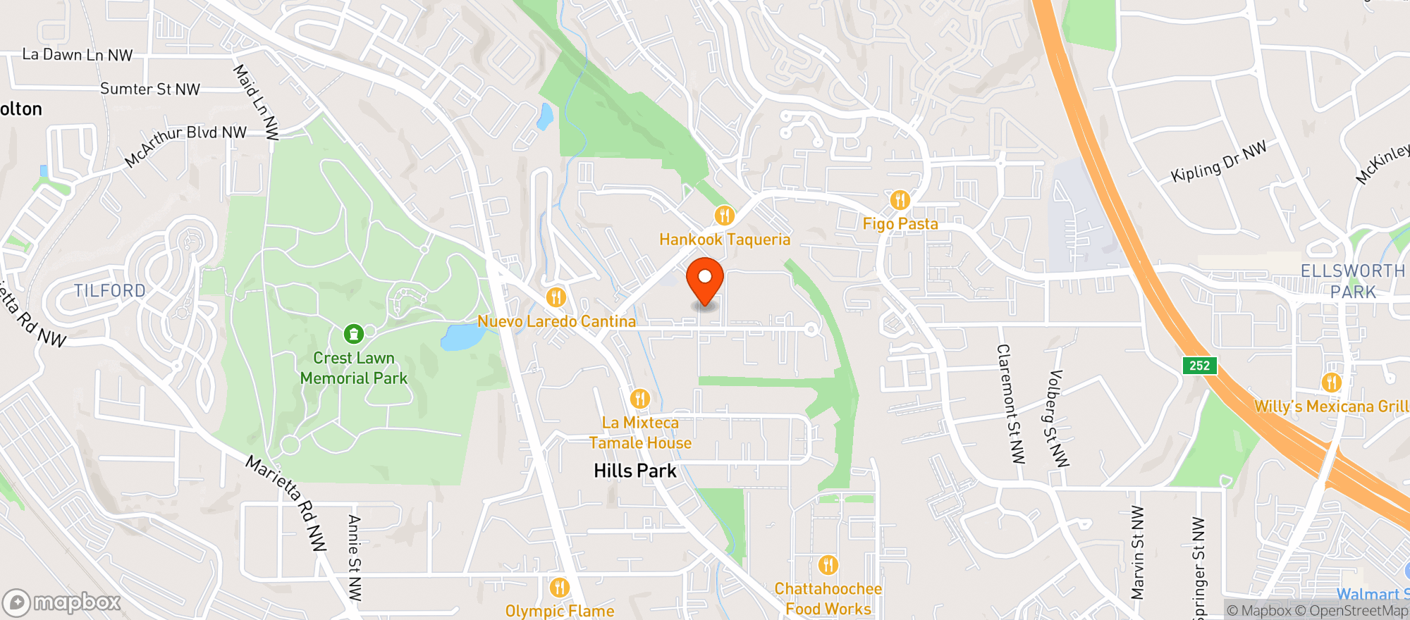 Map showing Door Dash