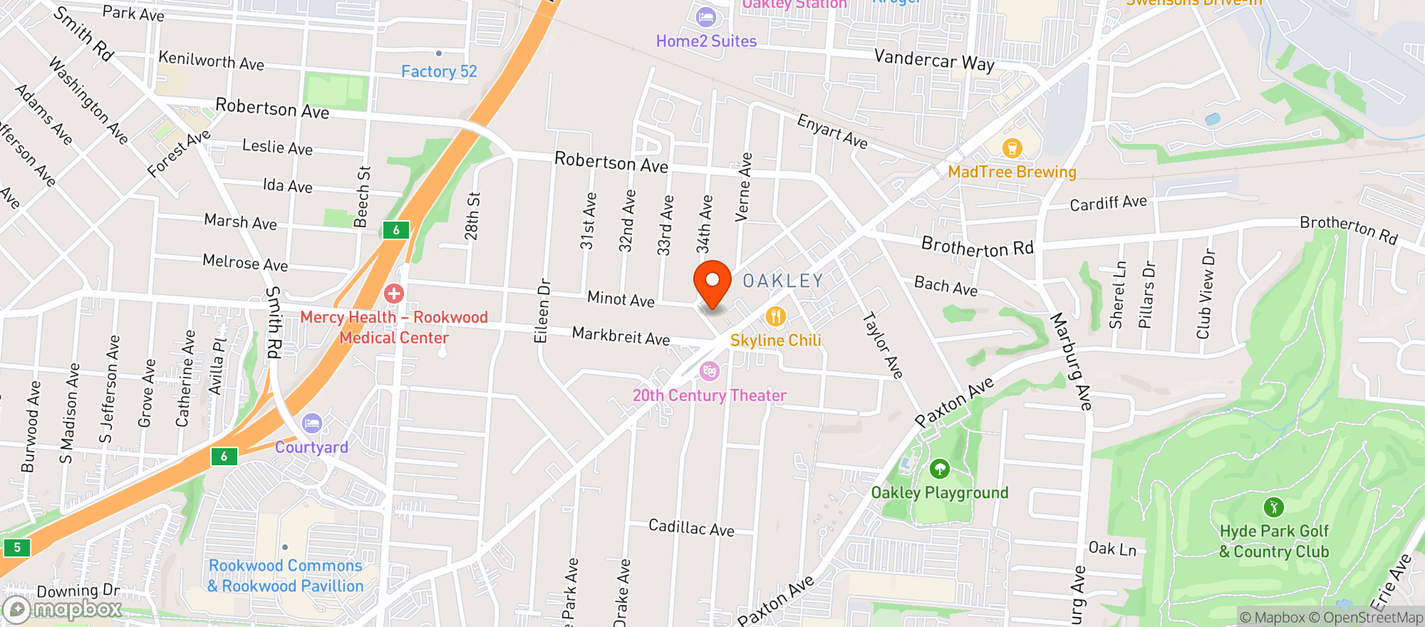 Map showing Annie Oakleys