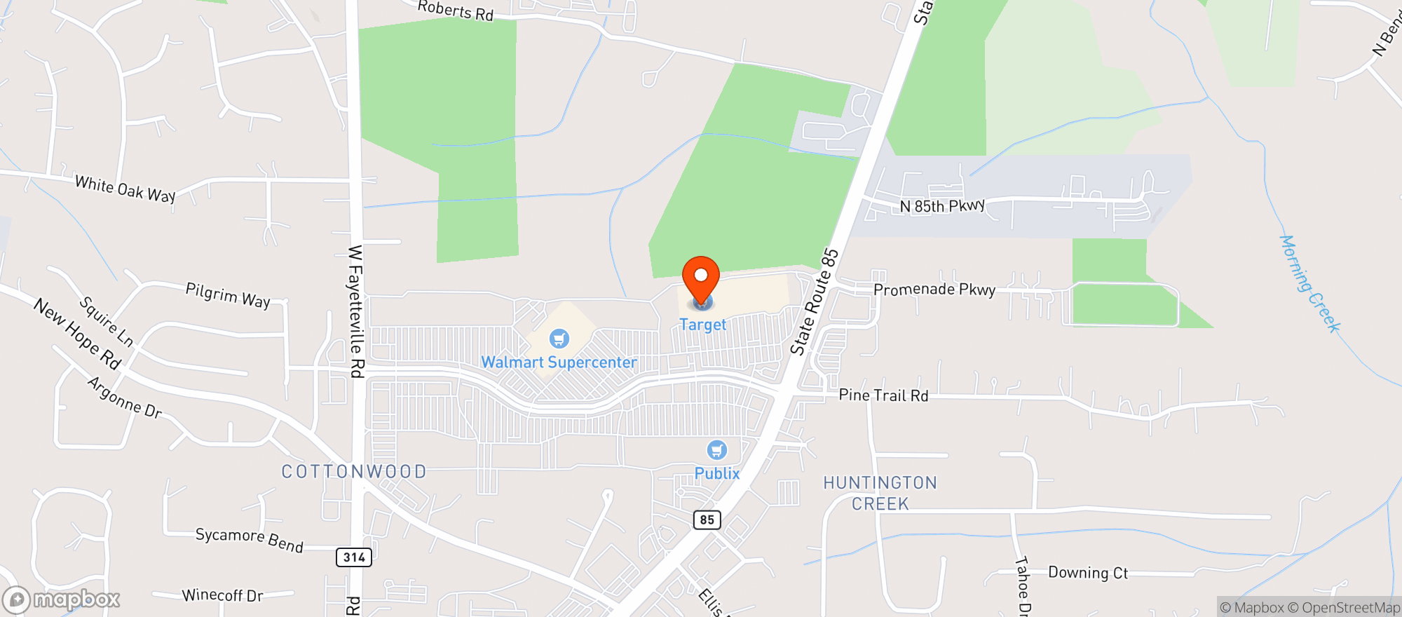 Map showing Target - Fayetteville