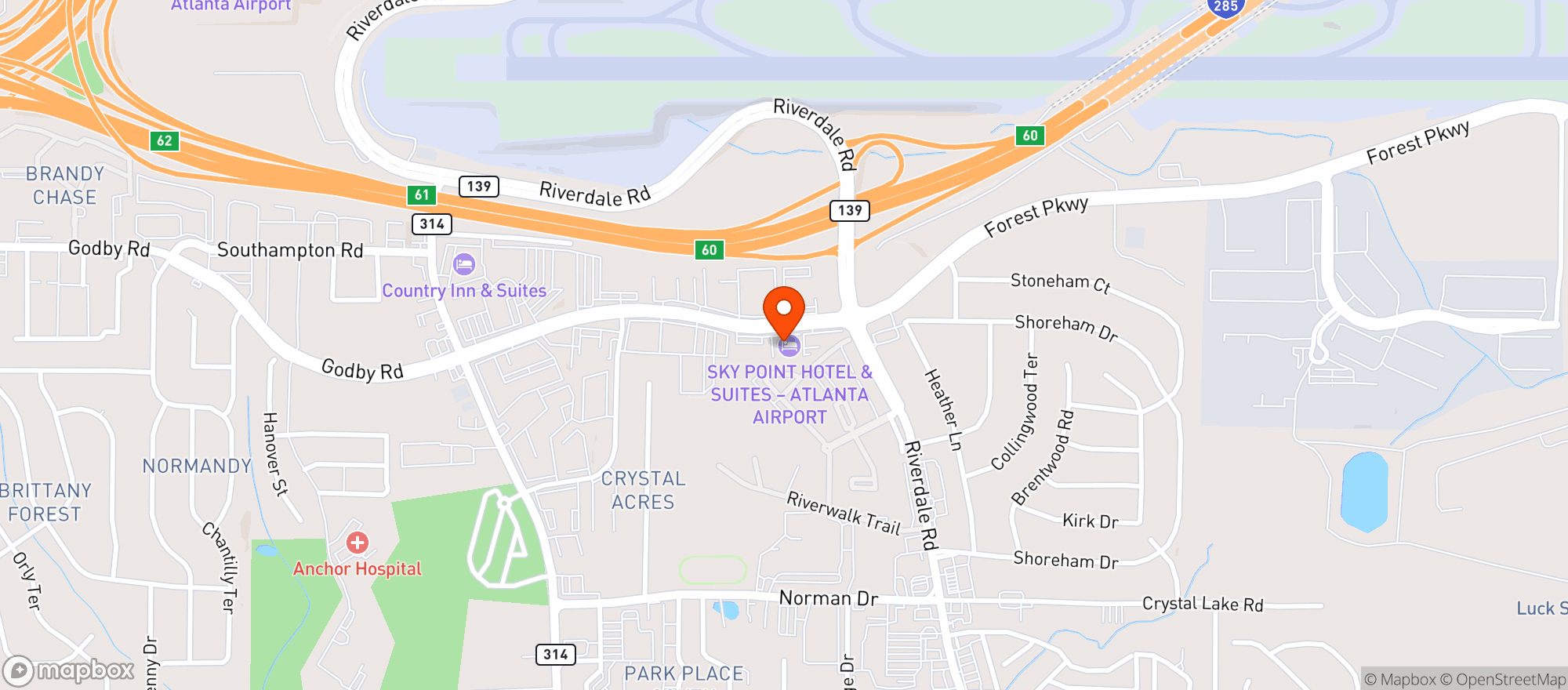 Map showing Best Western/four Points