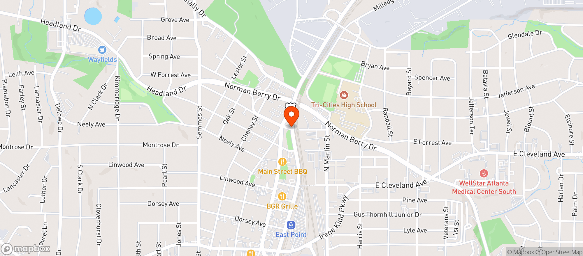 Map showing Texaco Food Mart - East Point