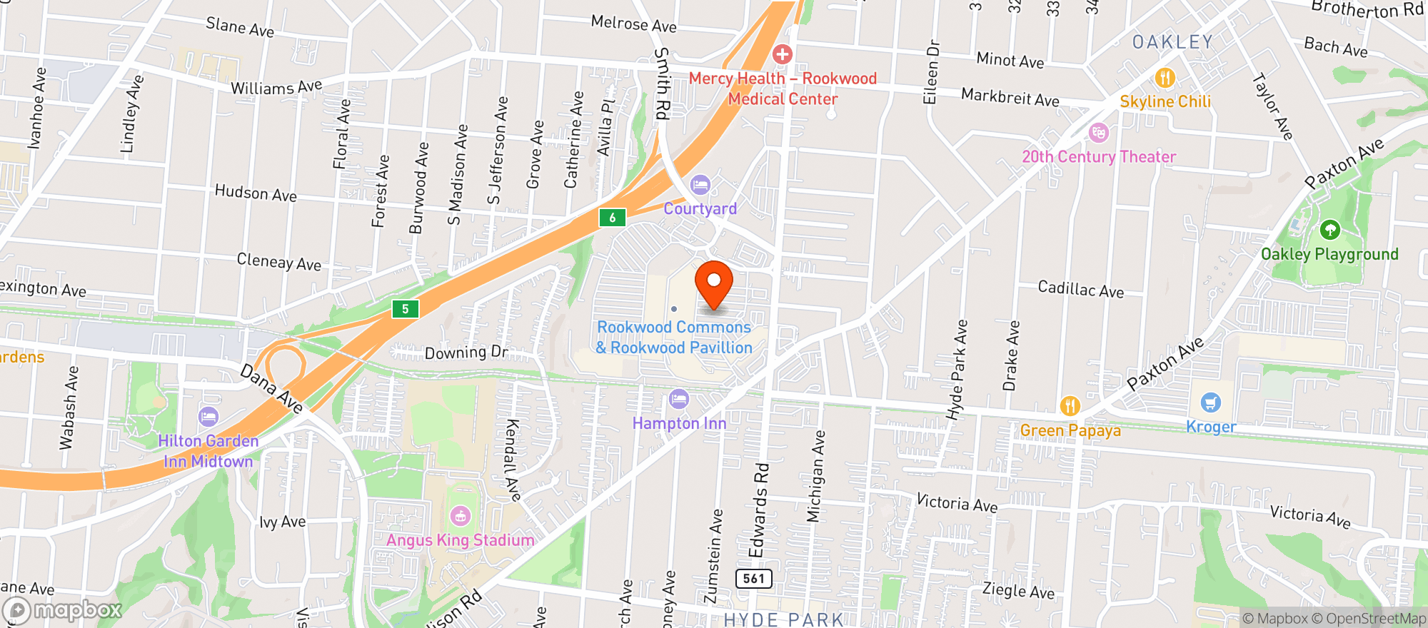 Map showing World Market Rookwood Commons