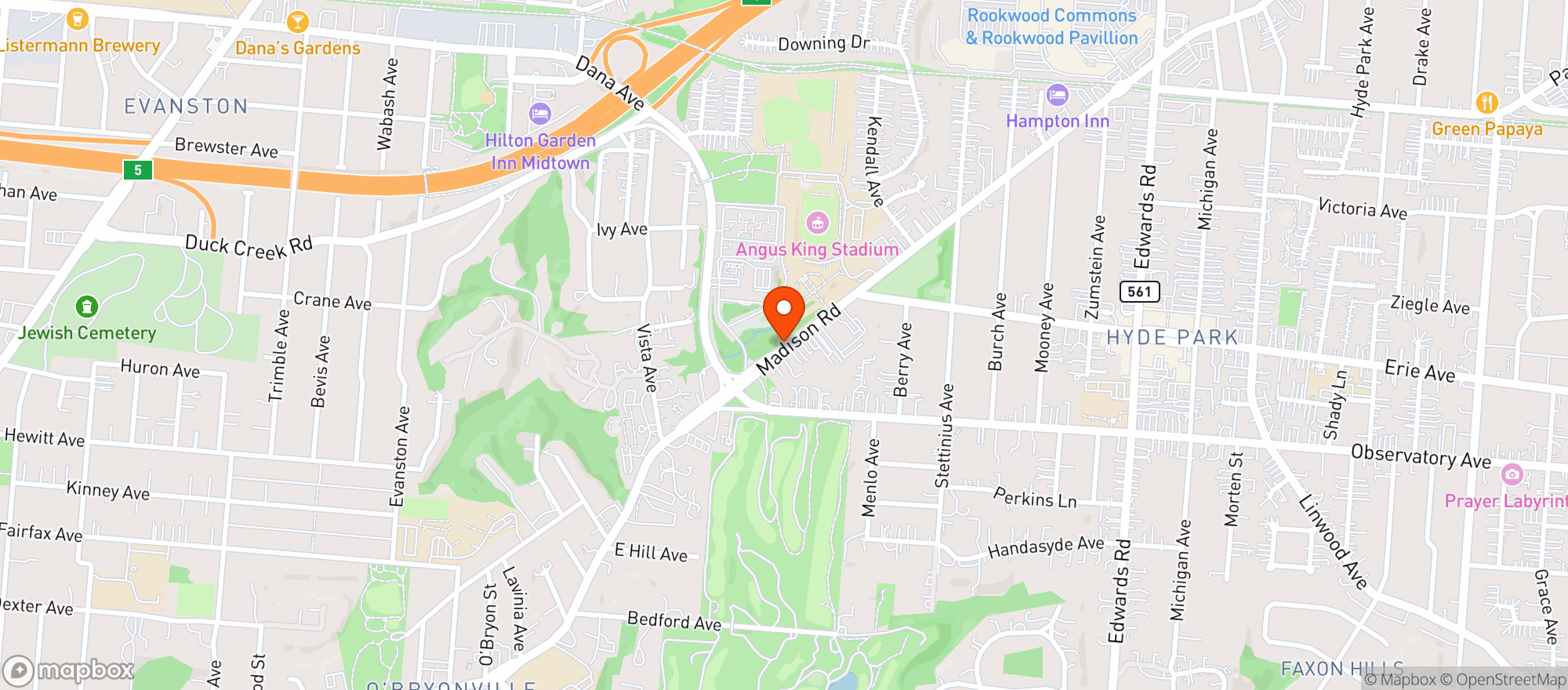Map showing Oriental Wok