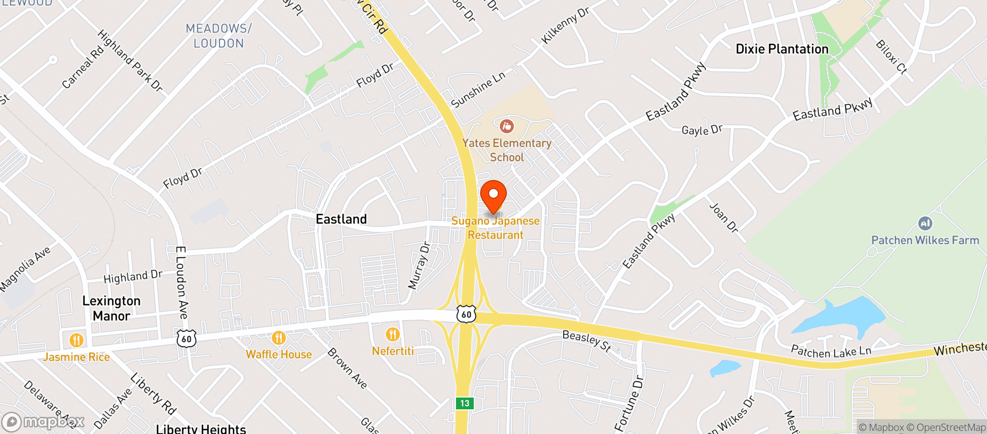 Map showing Eastland Liquors