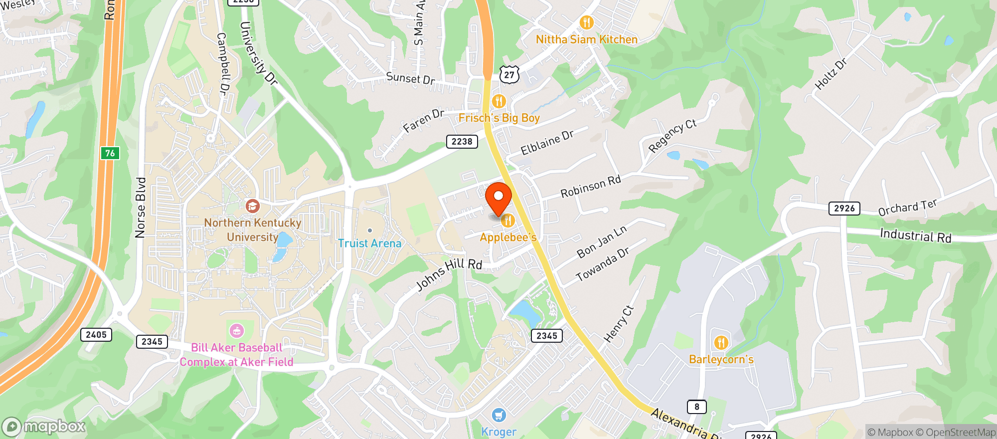 Map showing Bluegrass Carryout