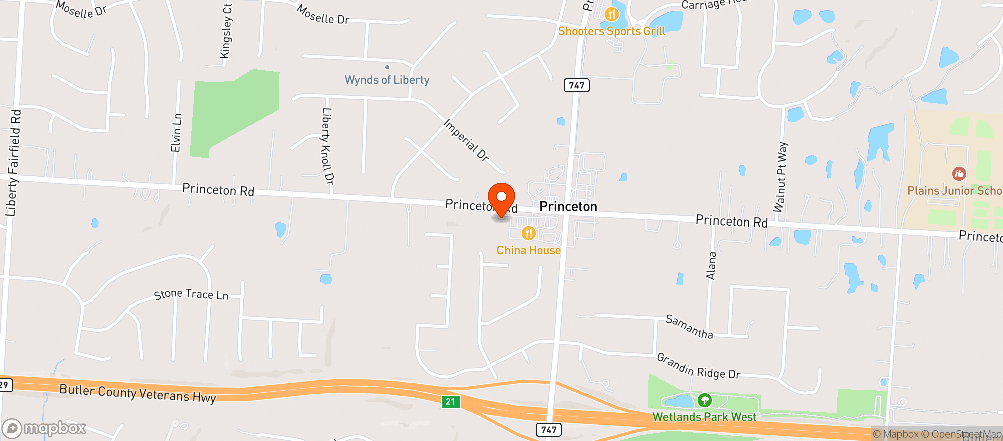 Map showing Minnicks Drive Thru