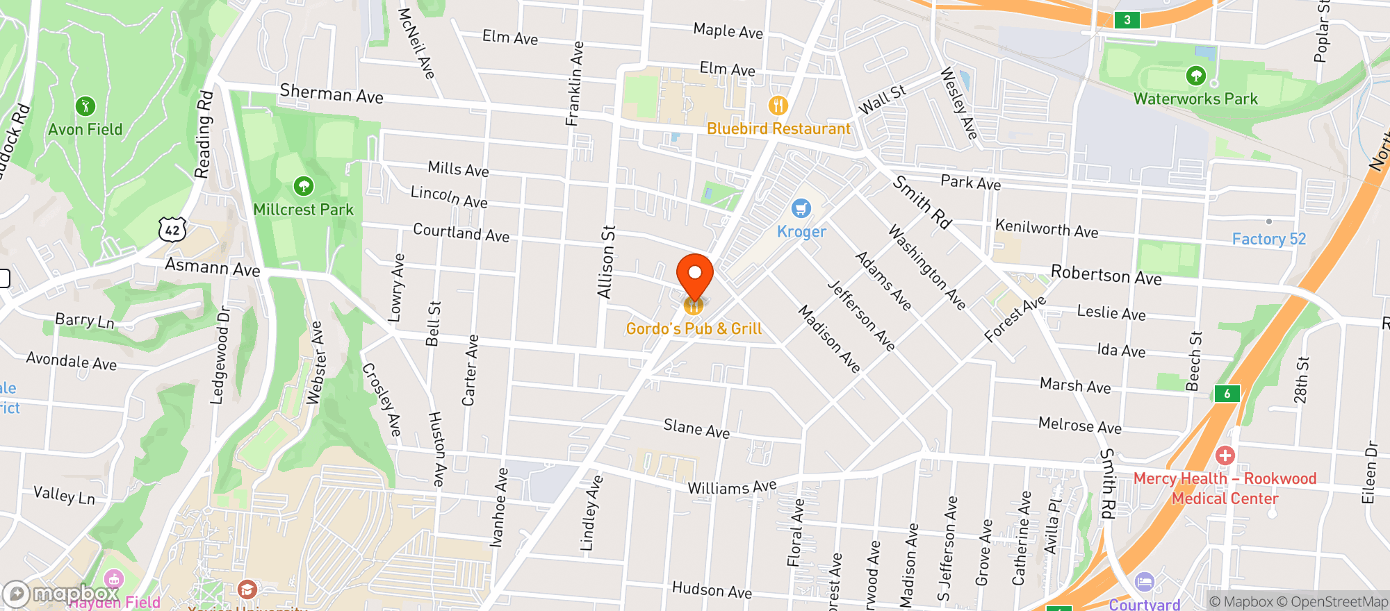 Map showing Gordos Pub & Grill