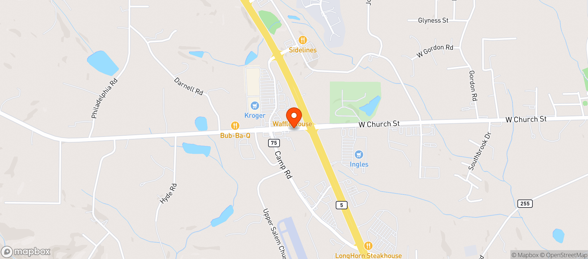 Map showing Trouts Beverage Warehouse 1
