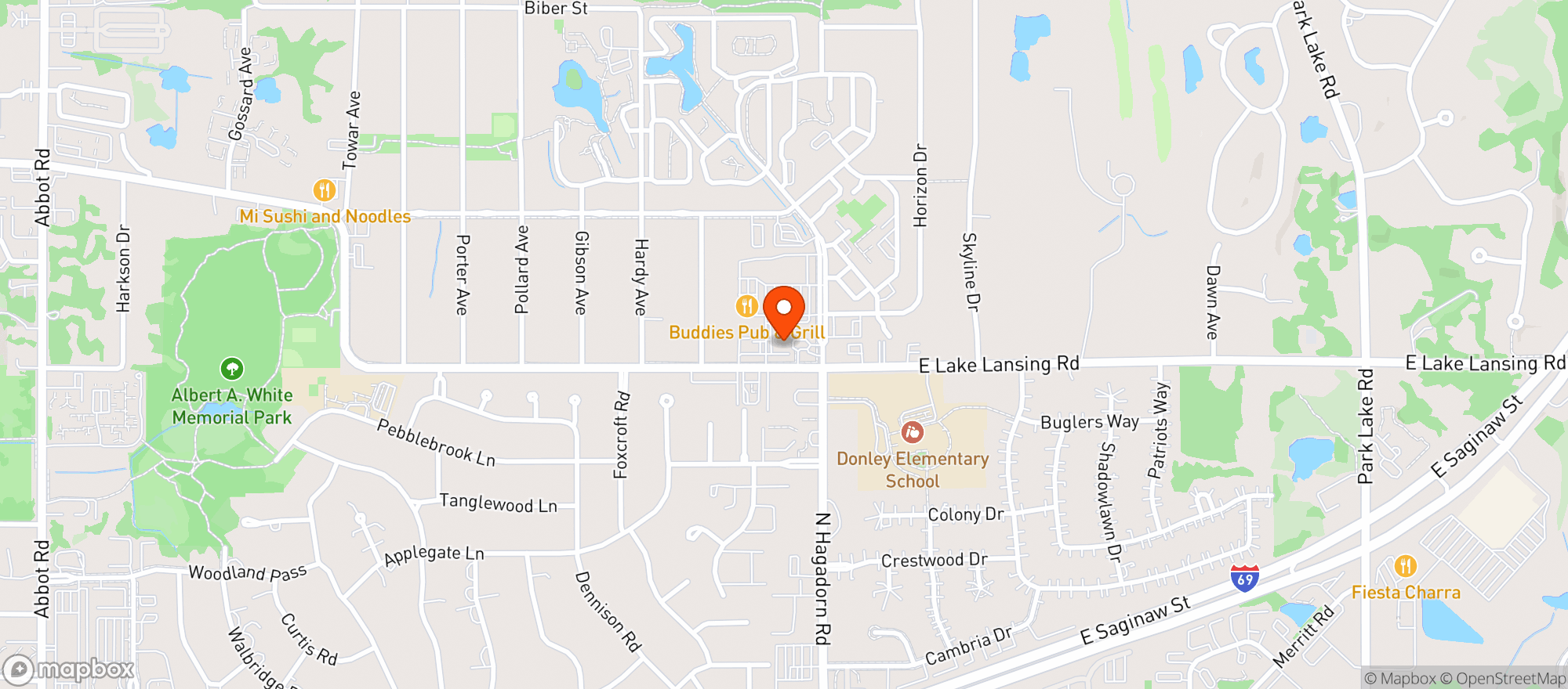 Map showing Rock's Meridian Party Store