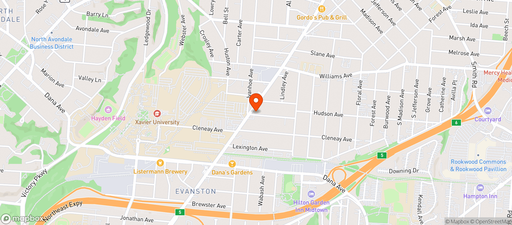 Map showing Mason Gallery of Crafts + Fine Arts