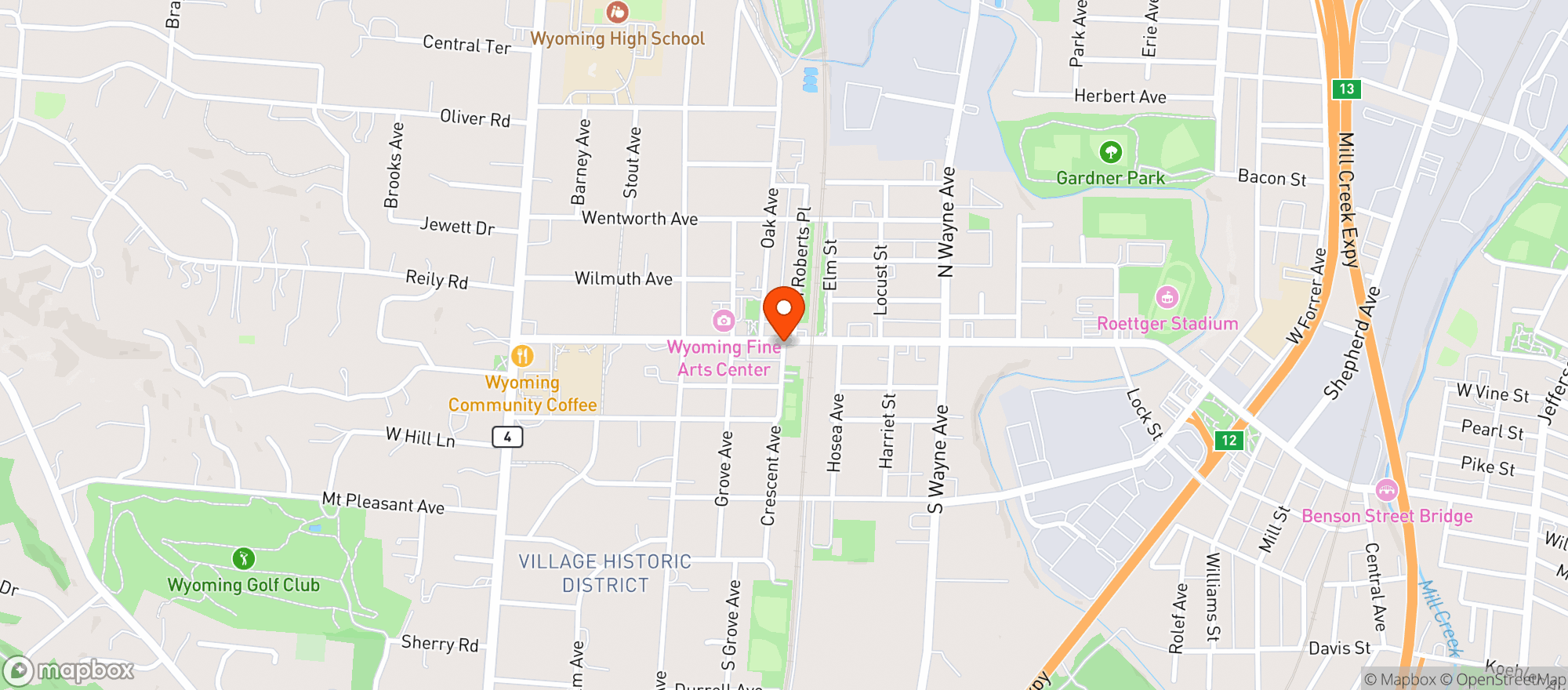 Map showing Wyoming Meat Market