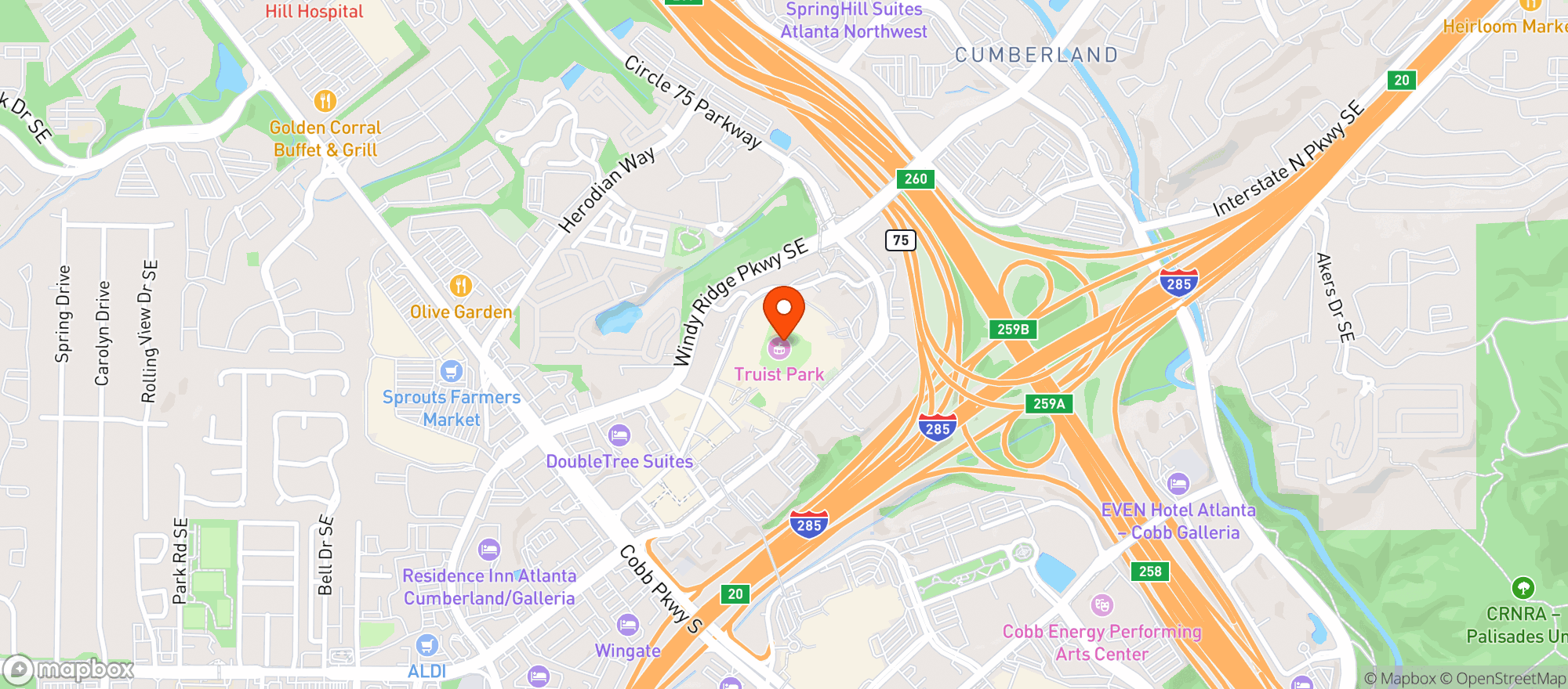 Map showing DN SUNTRUST PARK