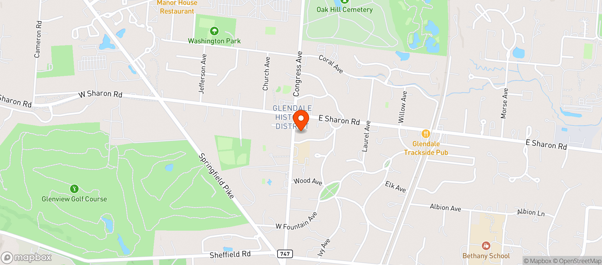 Map showing Glendale Ohio