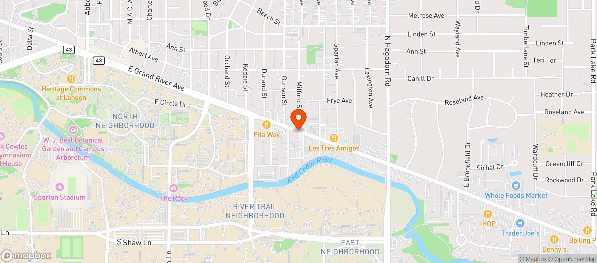 Map showing Big Ten East Party Store