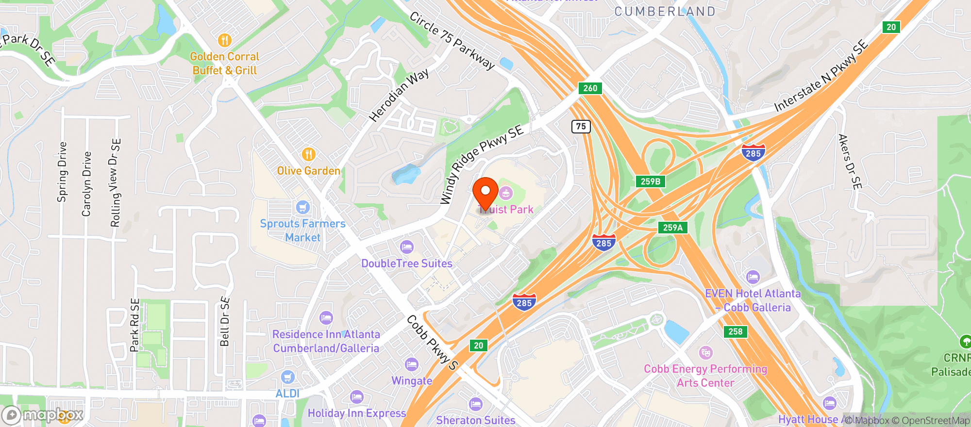 Map showing Blue Moon Brewery and Grill