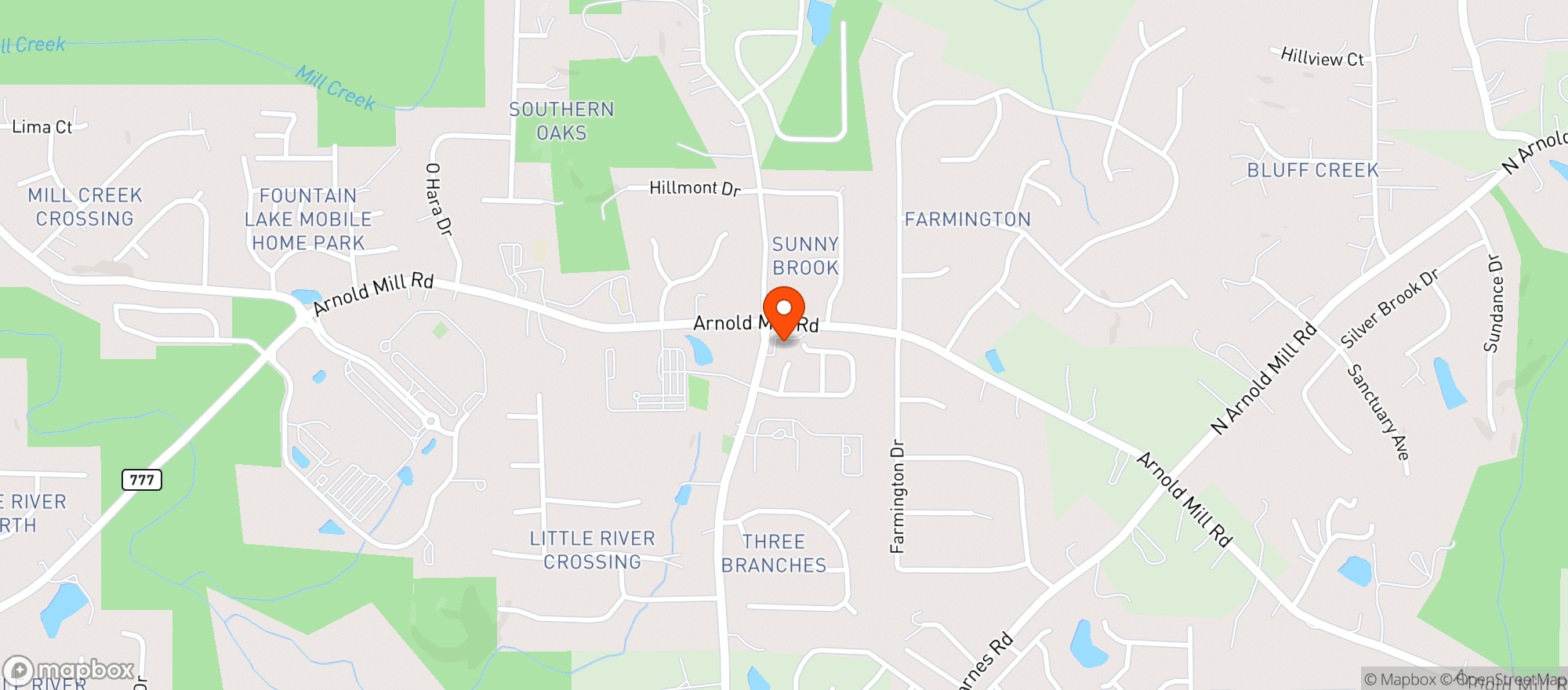 Map showing Chevron Food Mart- Arnold Mill Rd